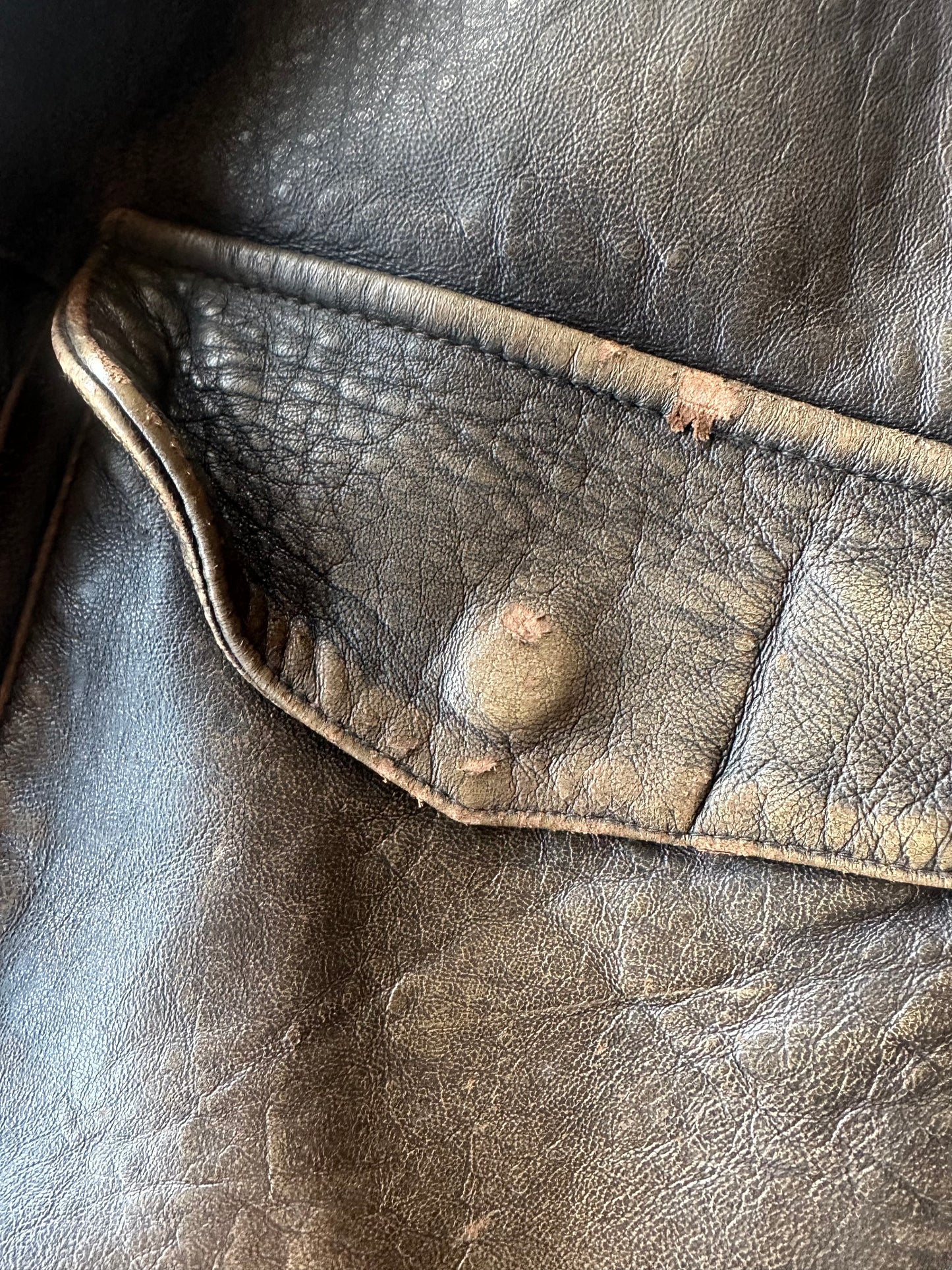 Avirex- Giacca in pelle bomber marrone invecchiato