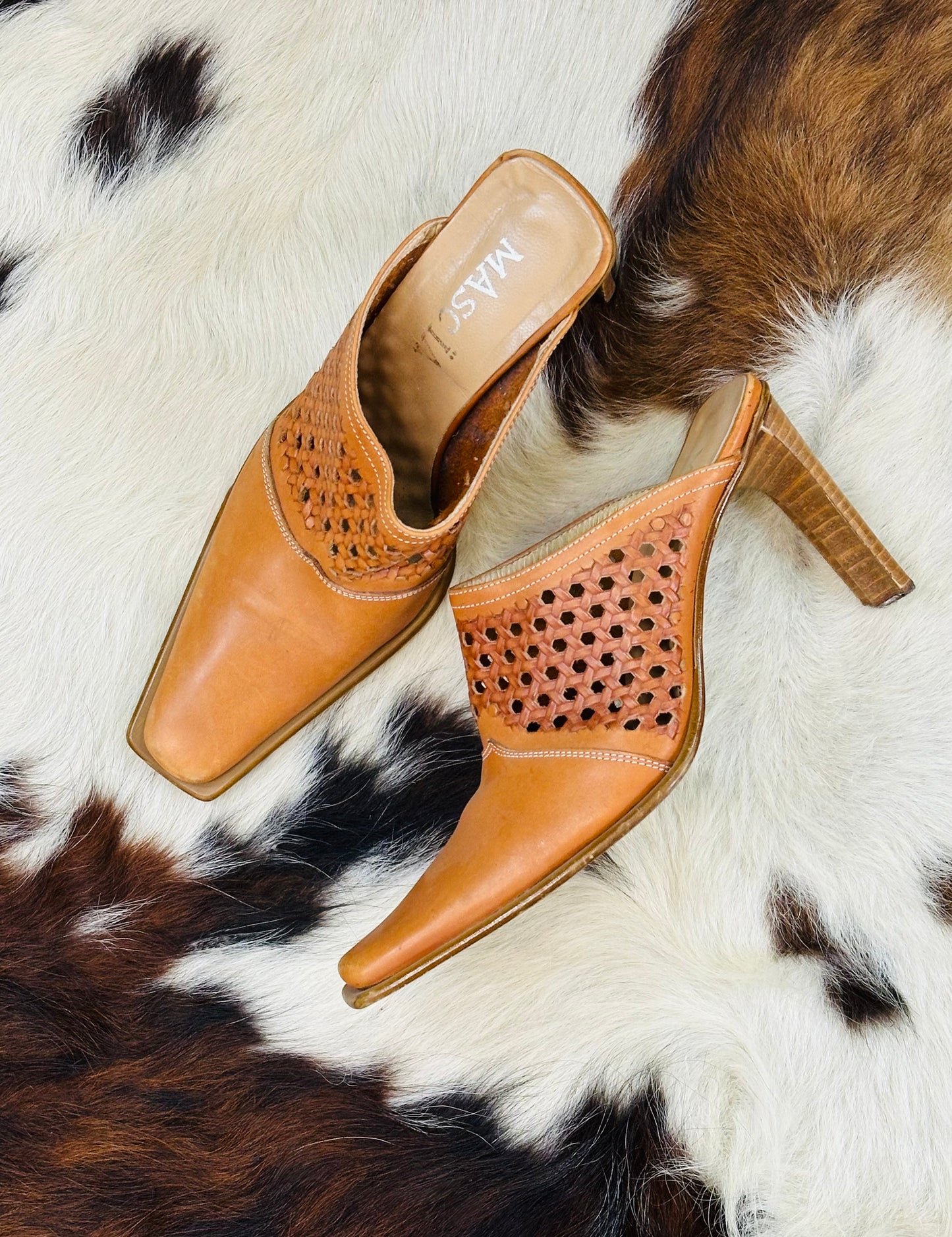 Mules vintage in pelle intrecciata “Mascia” – Made in Italy |Taglia 40