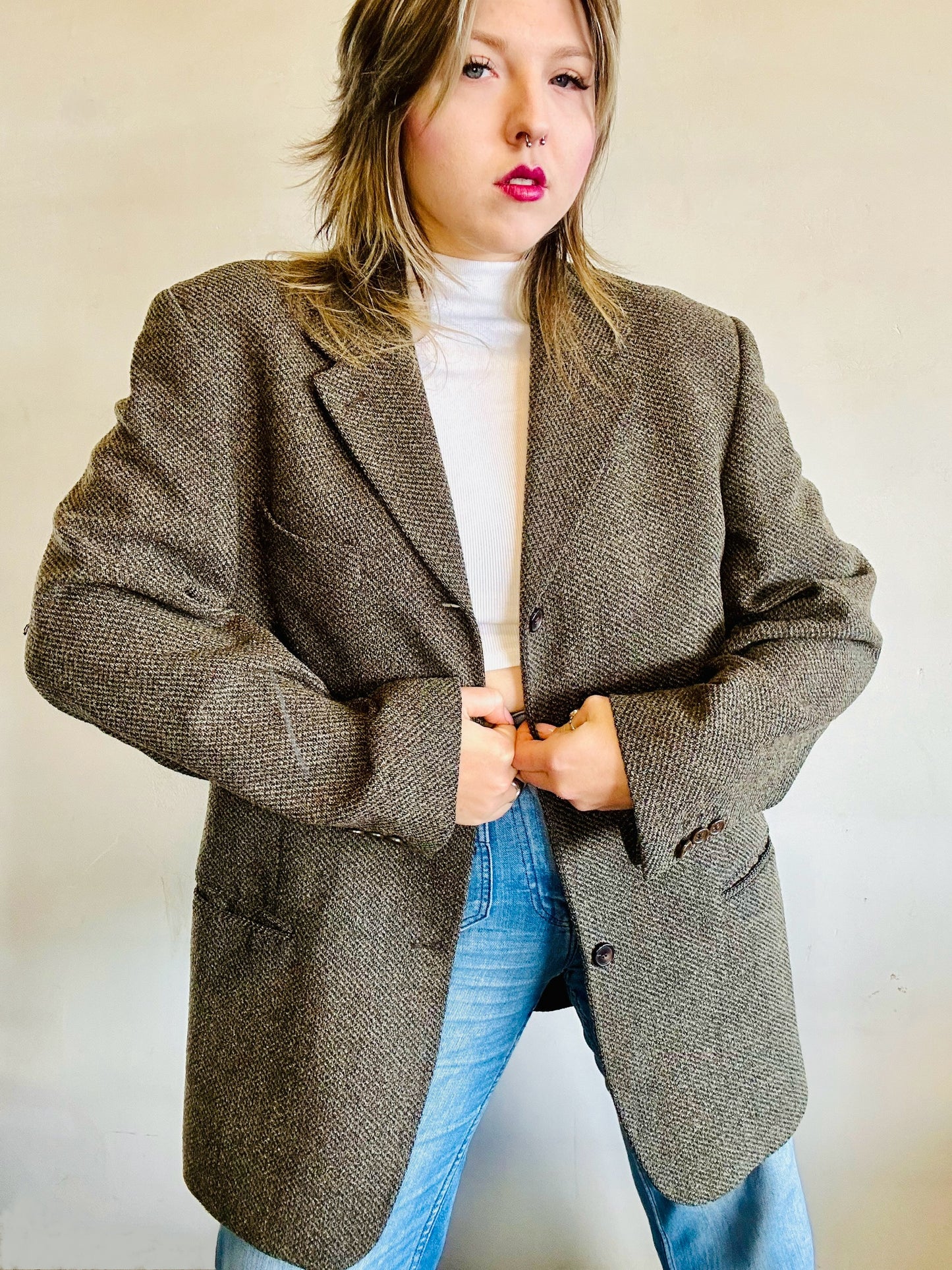 Blazer in pura lana vergine cachi