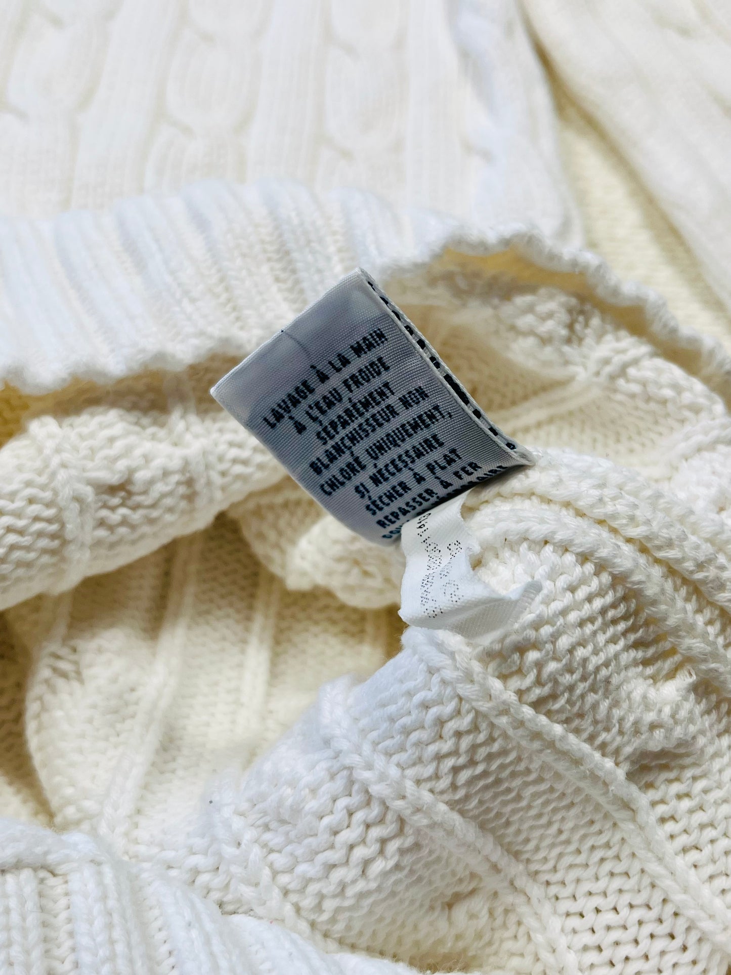 POLO RALPH LAUREN - Pullover bianco con trecce