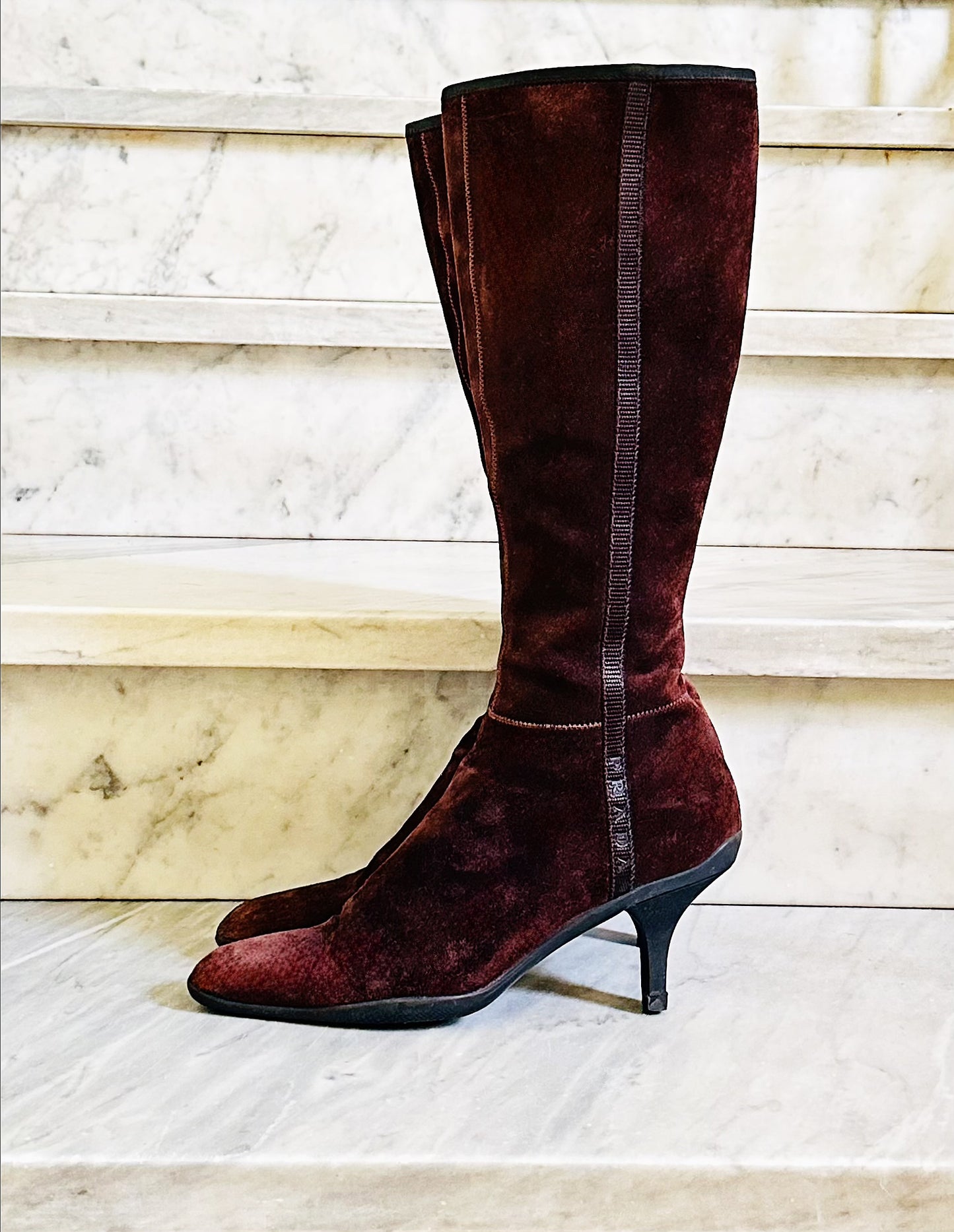 PRADA - Stivali al Ginocchio in Camoscio | Tg 36