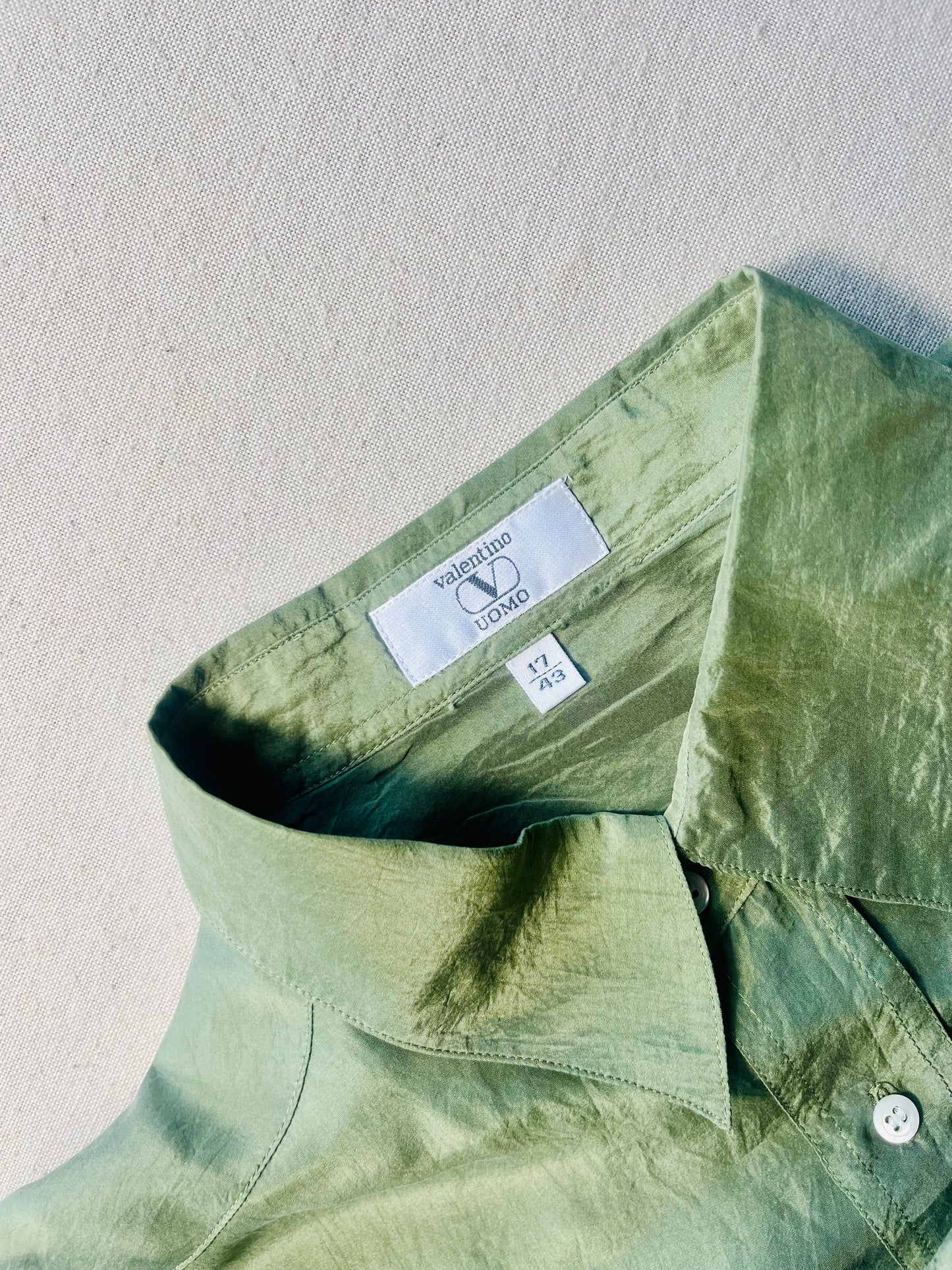 VALENTINO - Camicia verde 100% seta
