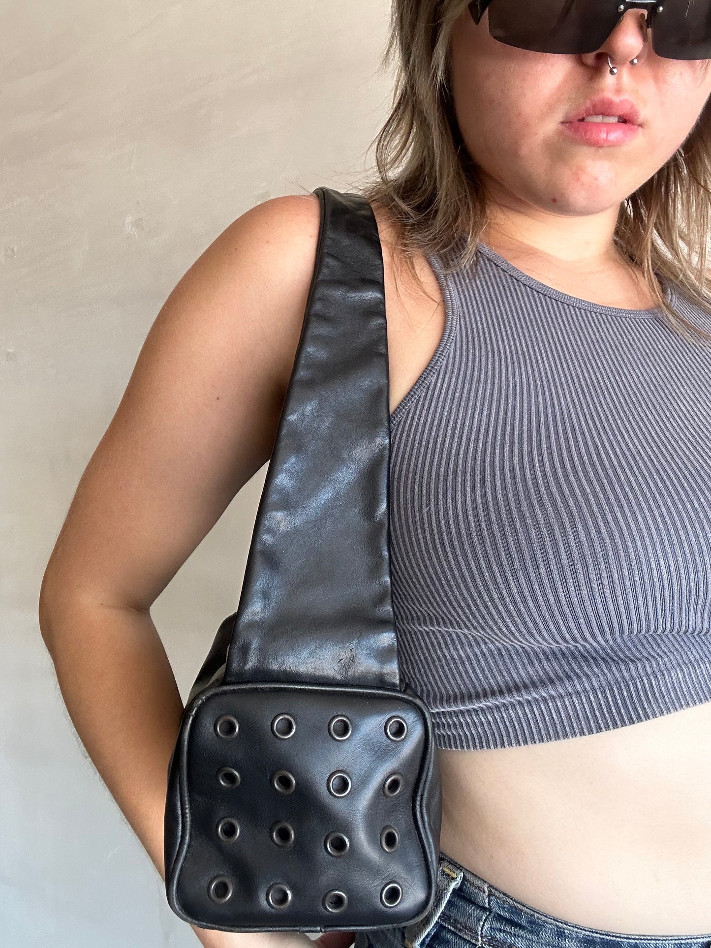 Square leather bag
