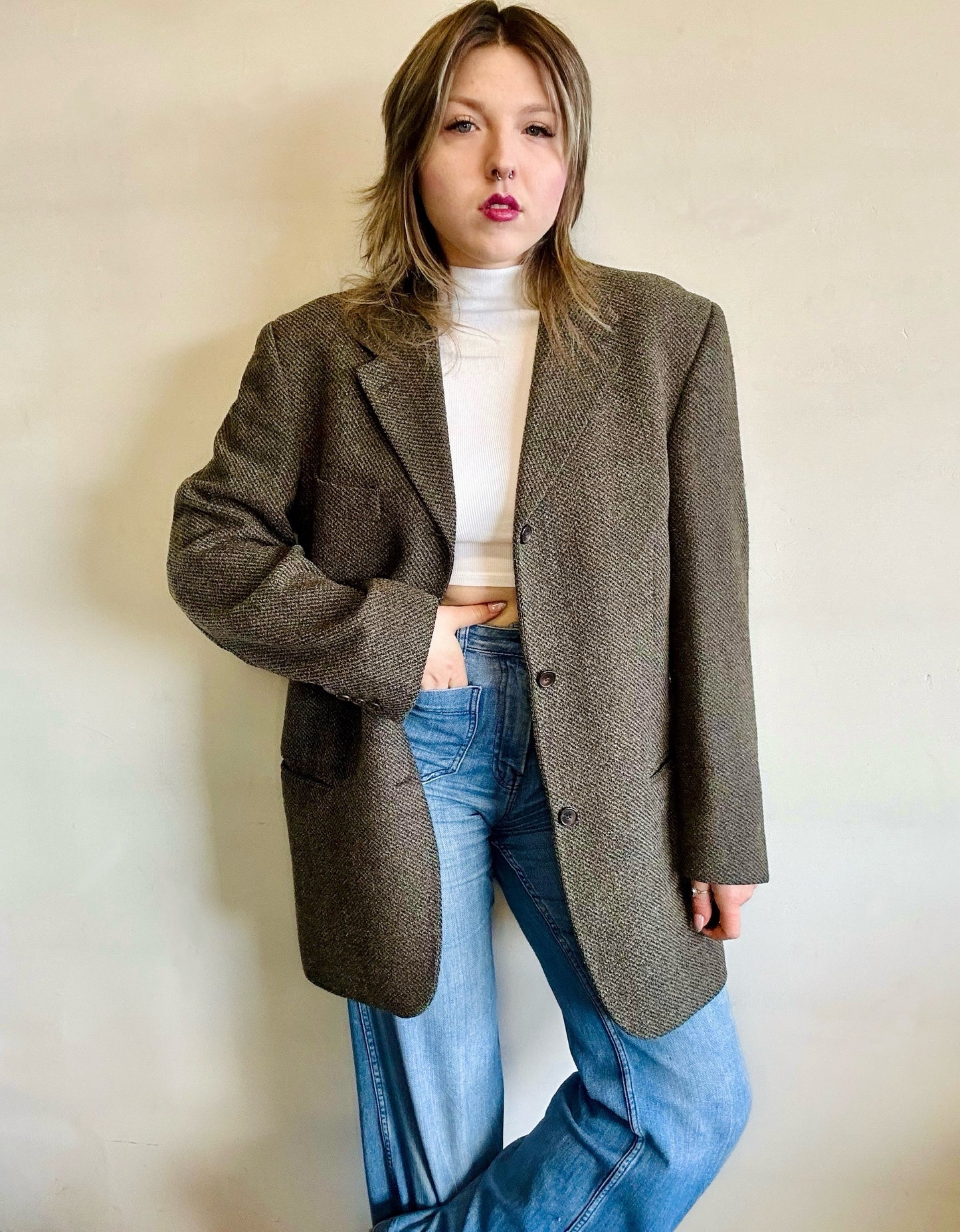 Blazer in pura lana vergine cachi