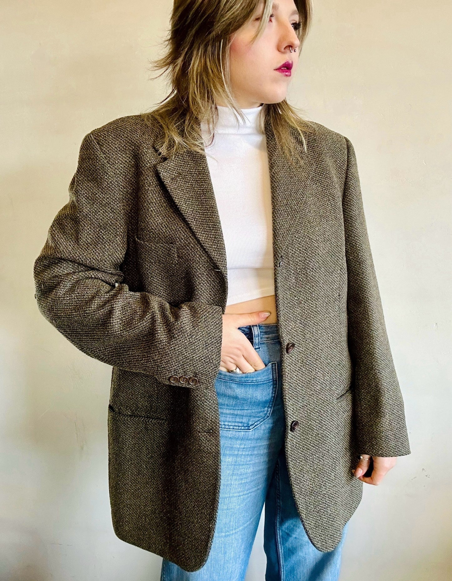 Blazer in pura lana vergine cachi