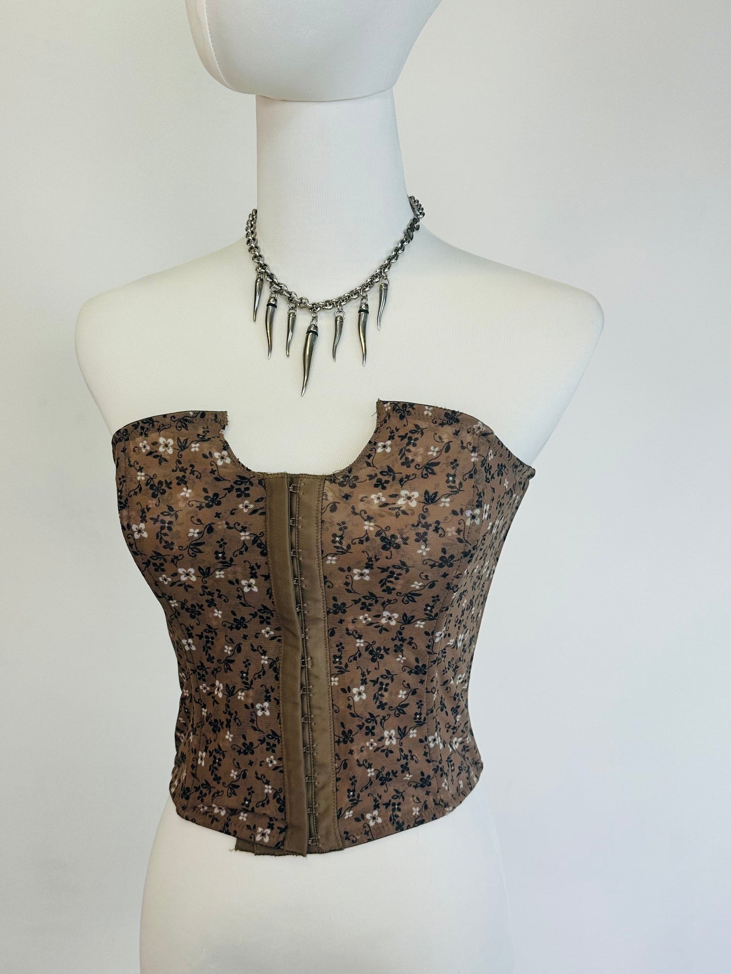 Corsetto sotto seno animalier , micromesh , leopardato a fiori , steccato