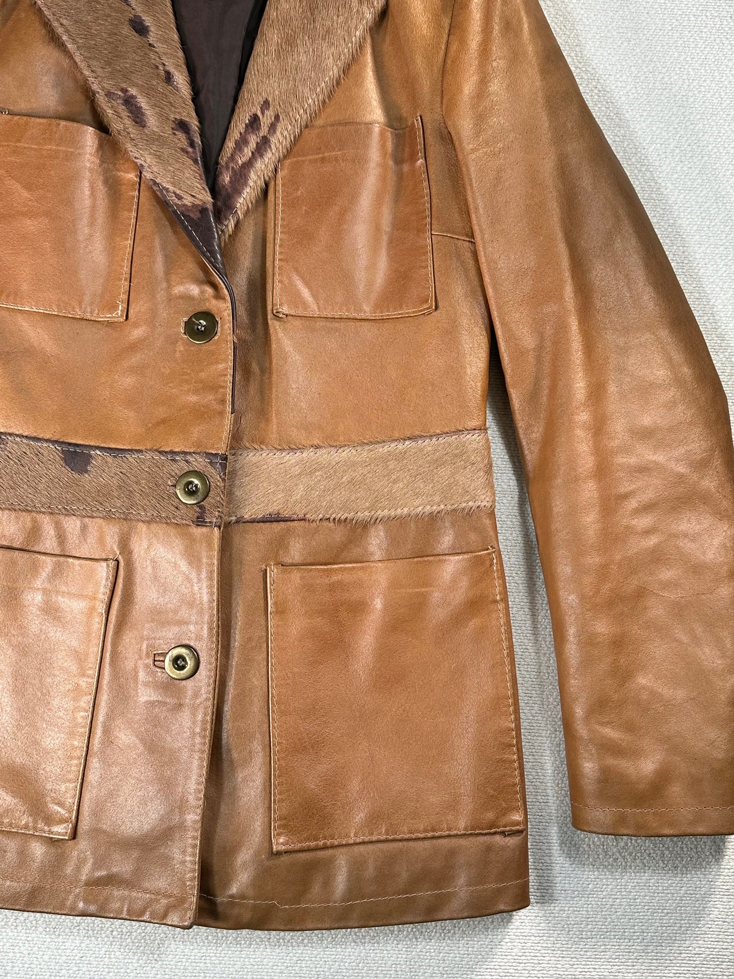 Giacca in pelle e cavallino