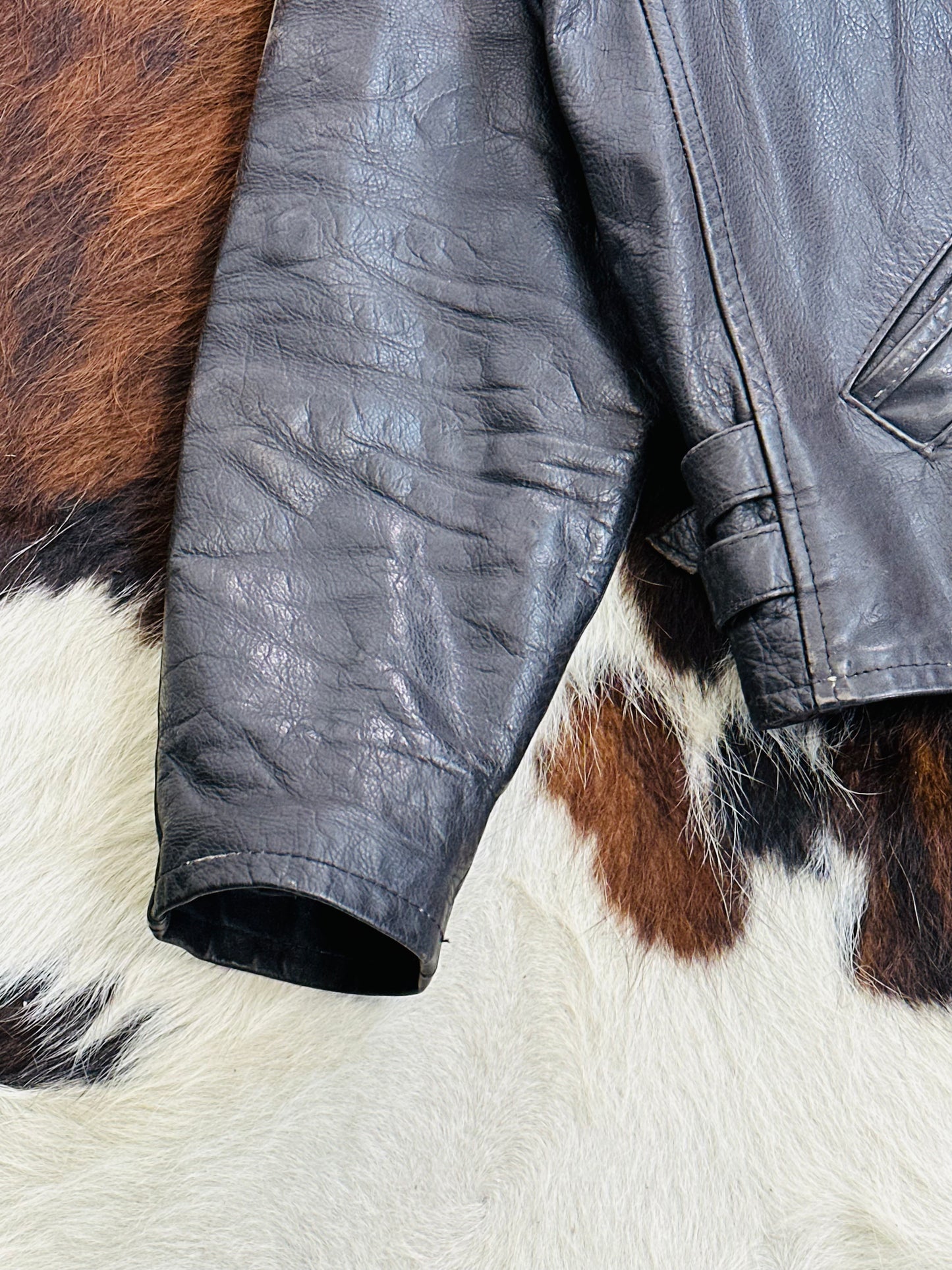 Giacca di Pelle Vintage Stile Biker - Anni ‘60/‘70