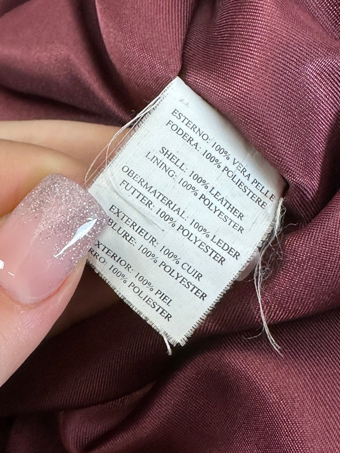 Giacca di pelle Rosso Borgogna con cappuccio e pelliccia