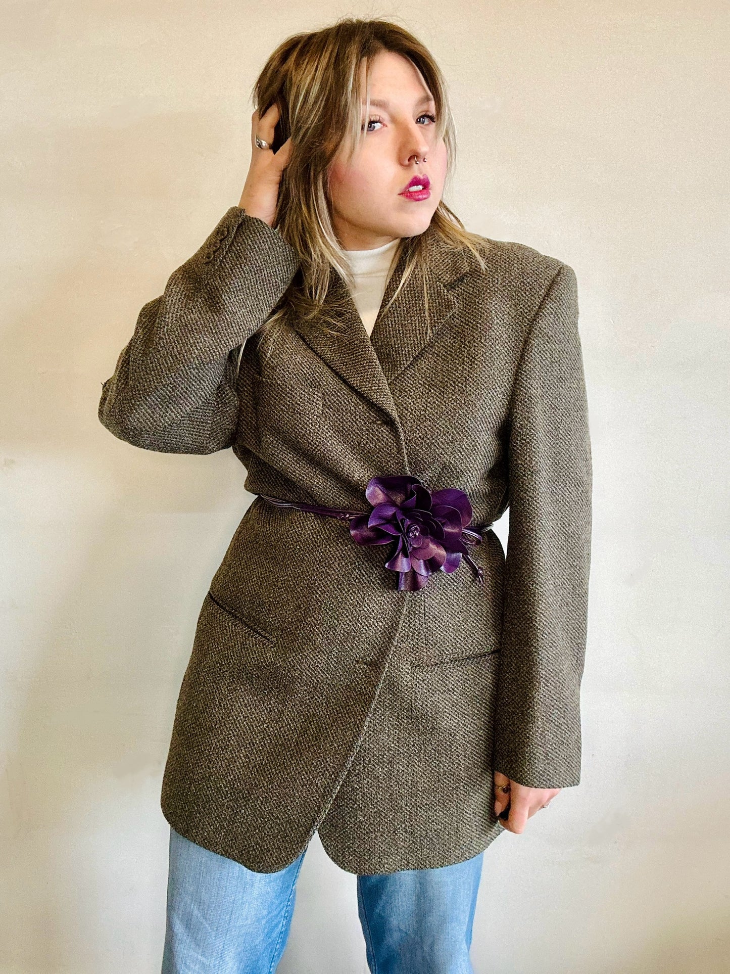 Blazer in pura lana vergine cachi