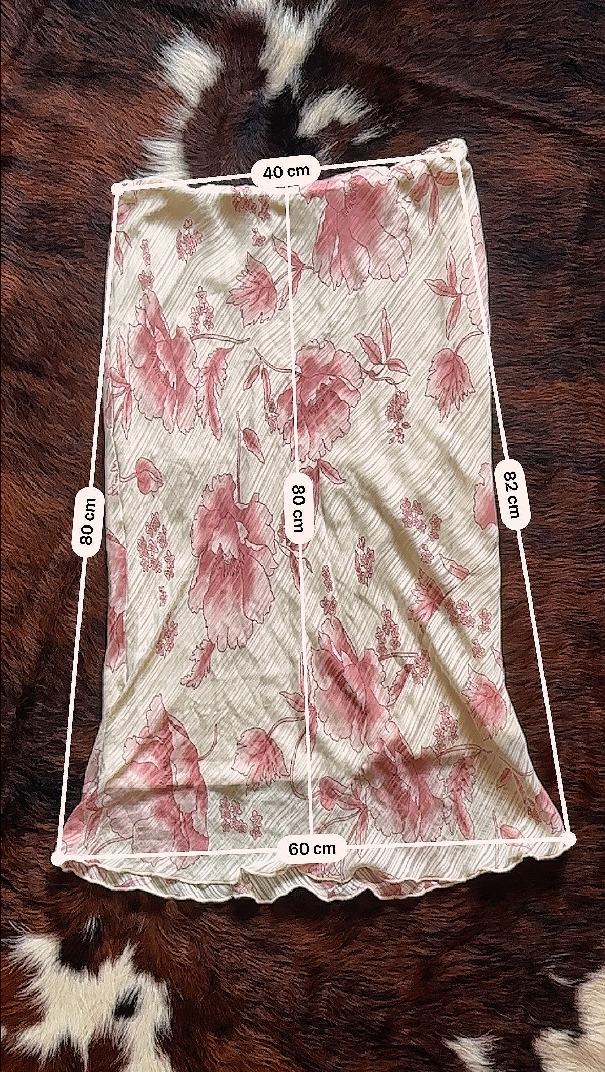 Gonna midi vintage floreale con fondo ondulato – Rosa cipria & panna | Y2K Romantic