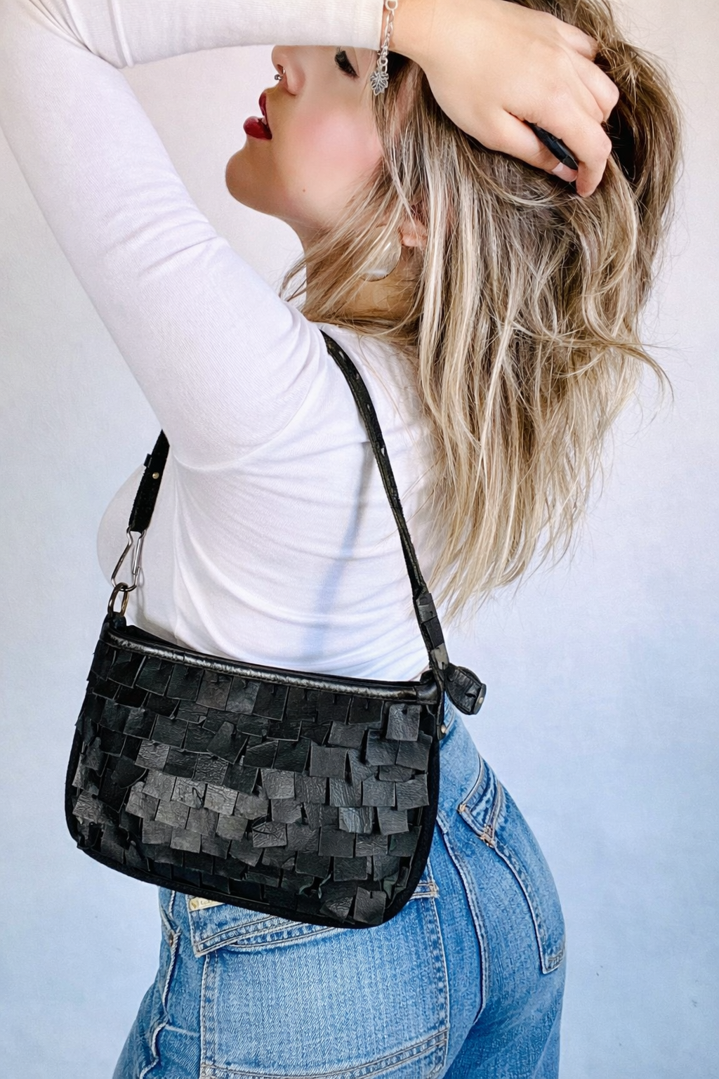 Borsa a spalla vera pelle nera