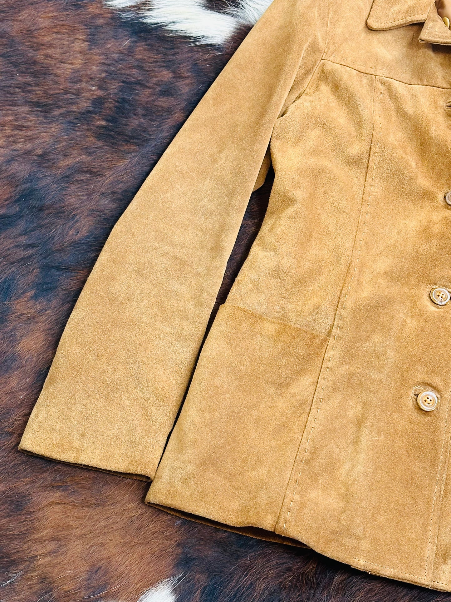 Giacca in pelle scamosciata cammello