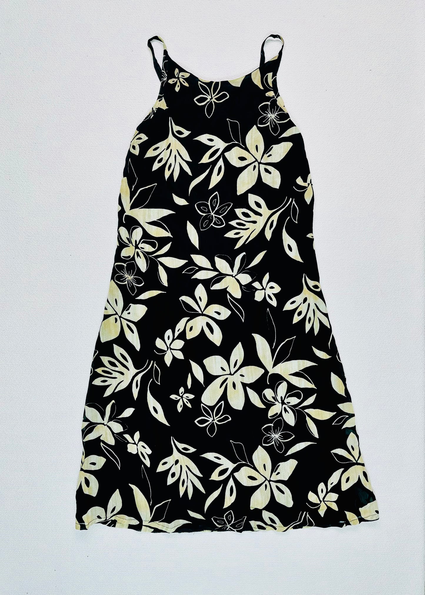 Abito vintage a fiori con spalline incrociate – stampa floreale tropicale