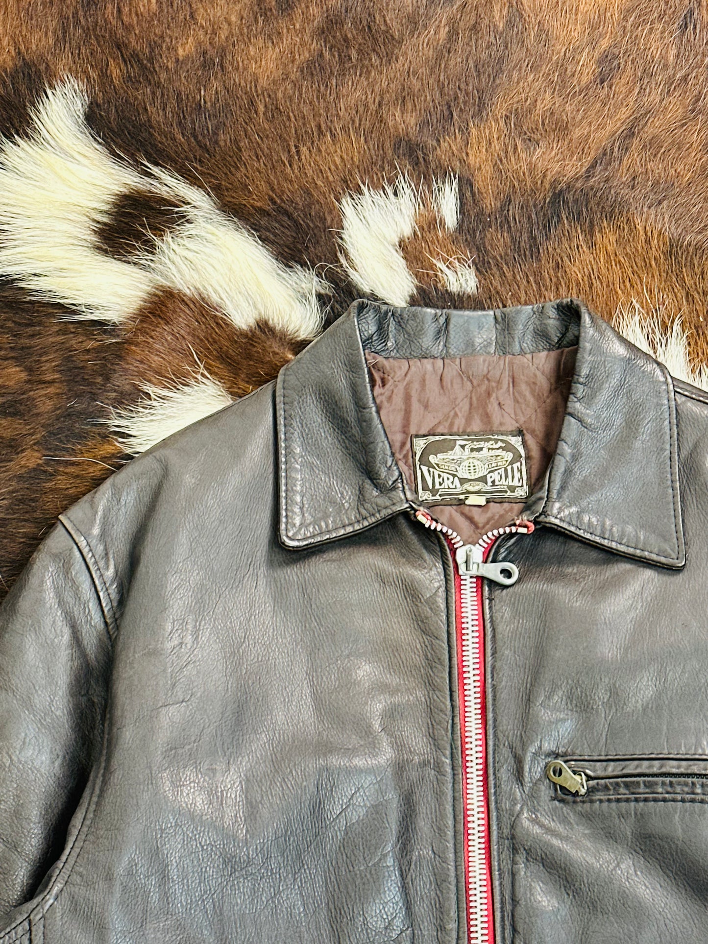 Giacca di Pelle Vintage Stile Biker - Anni ‘60/‘70