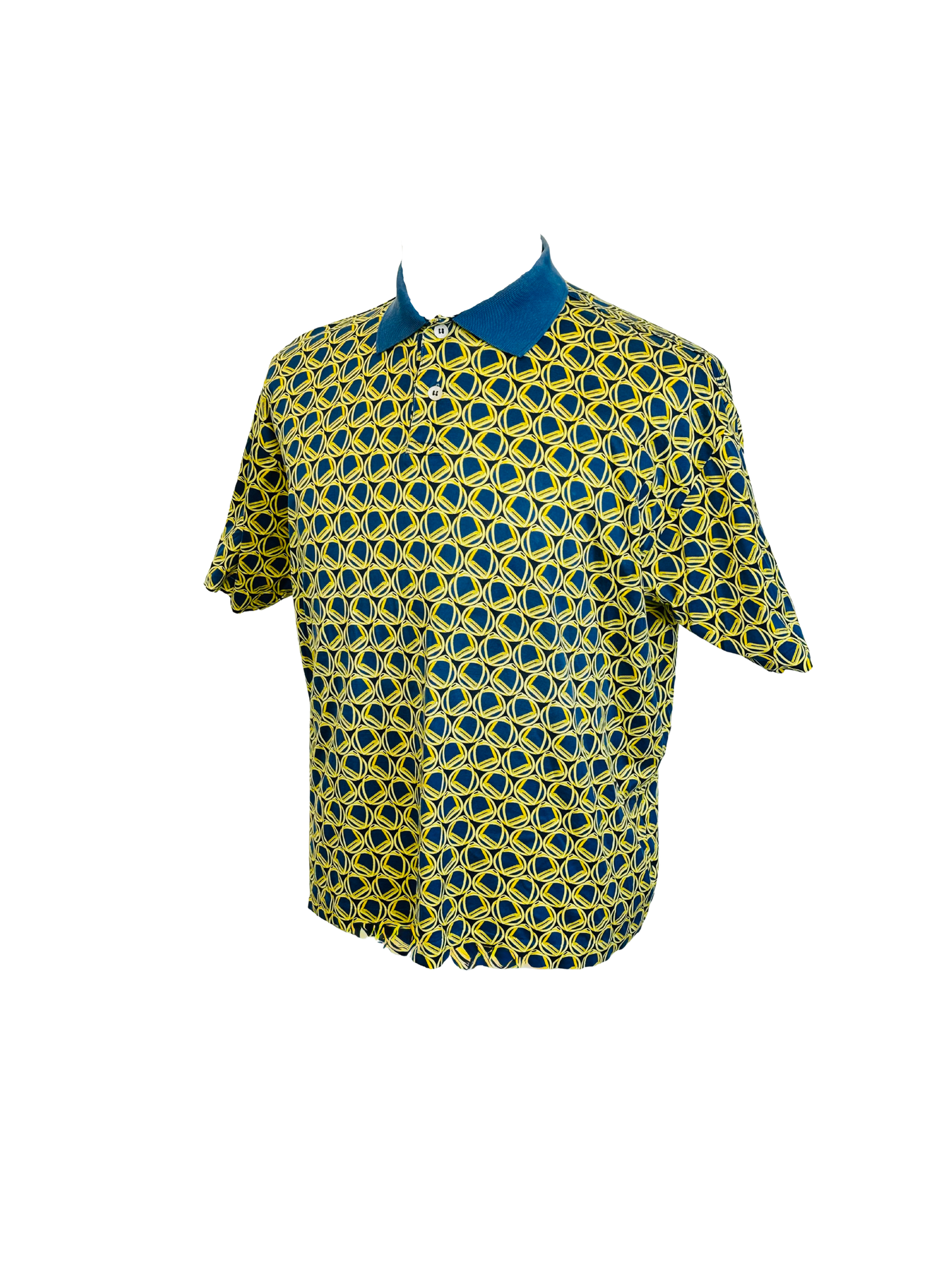 GUCCI- Polo shirt vintage blue and gold stirrups