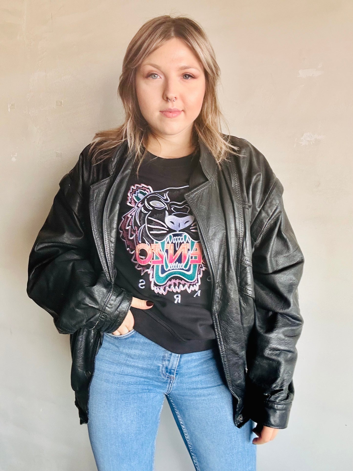 Giacca/gilet bomber in pelle nero
