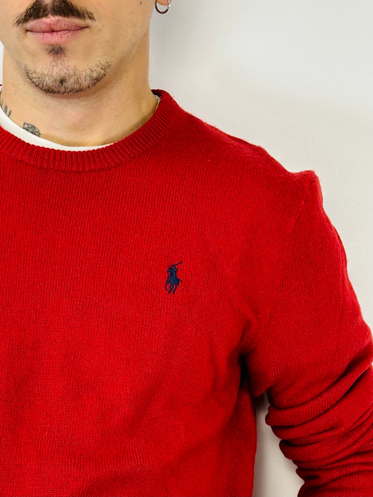 POLO RALPH LAUREN - Pullover Rosso maglia rasata