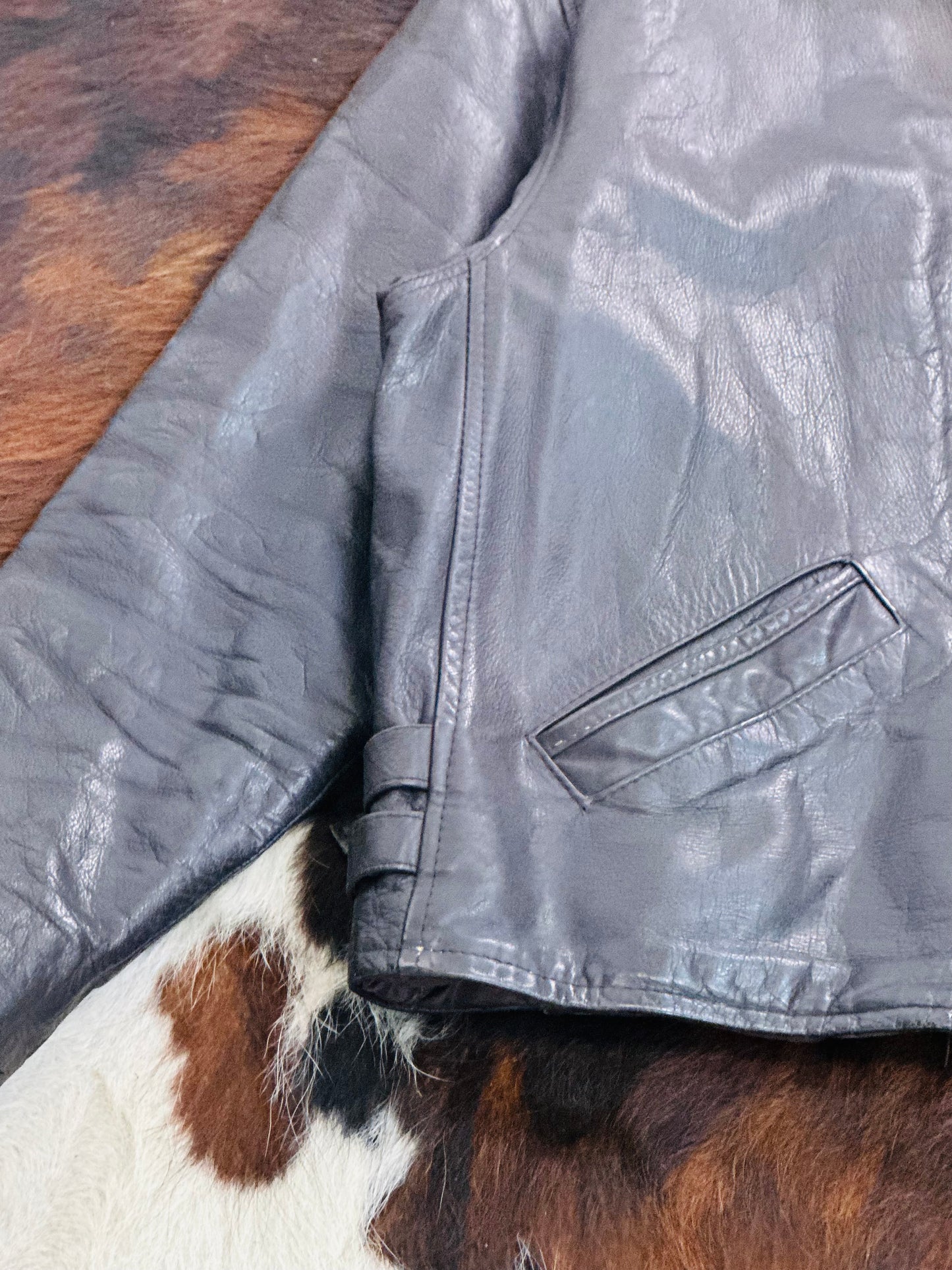 Giacca di Pelle Vintage Stile Biker - Anni ‘60/‘70