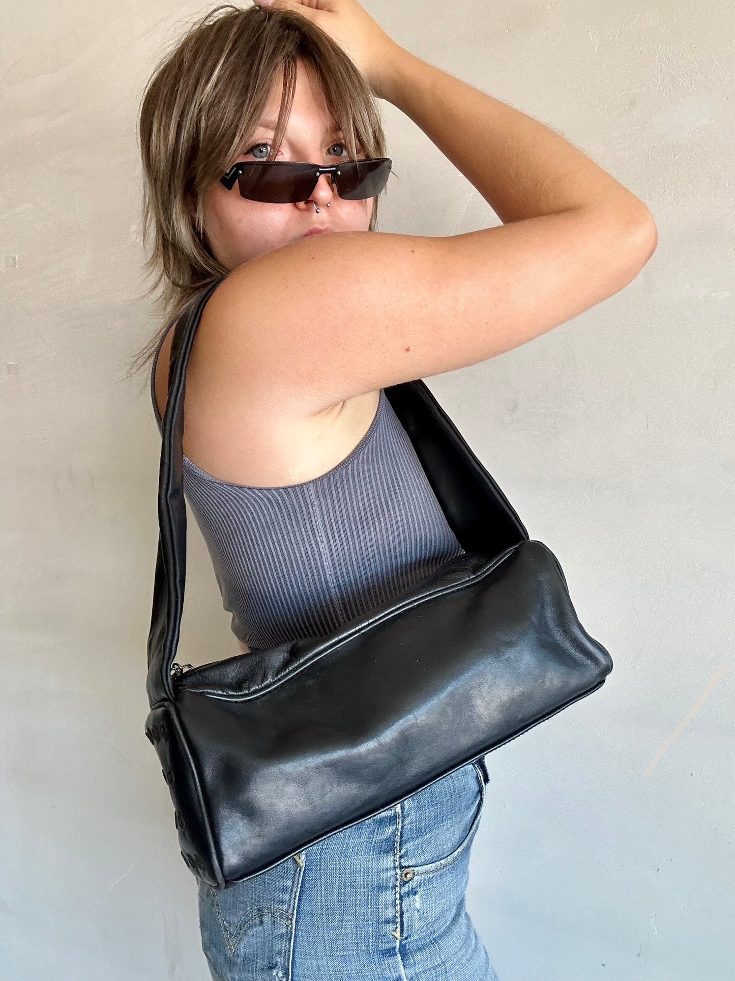 Square leather bag