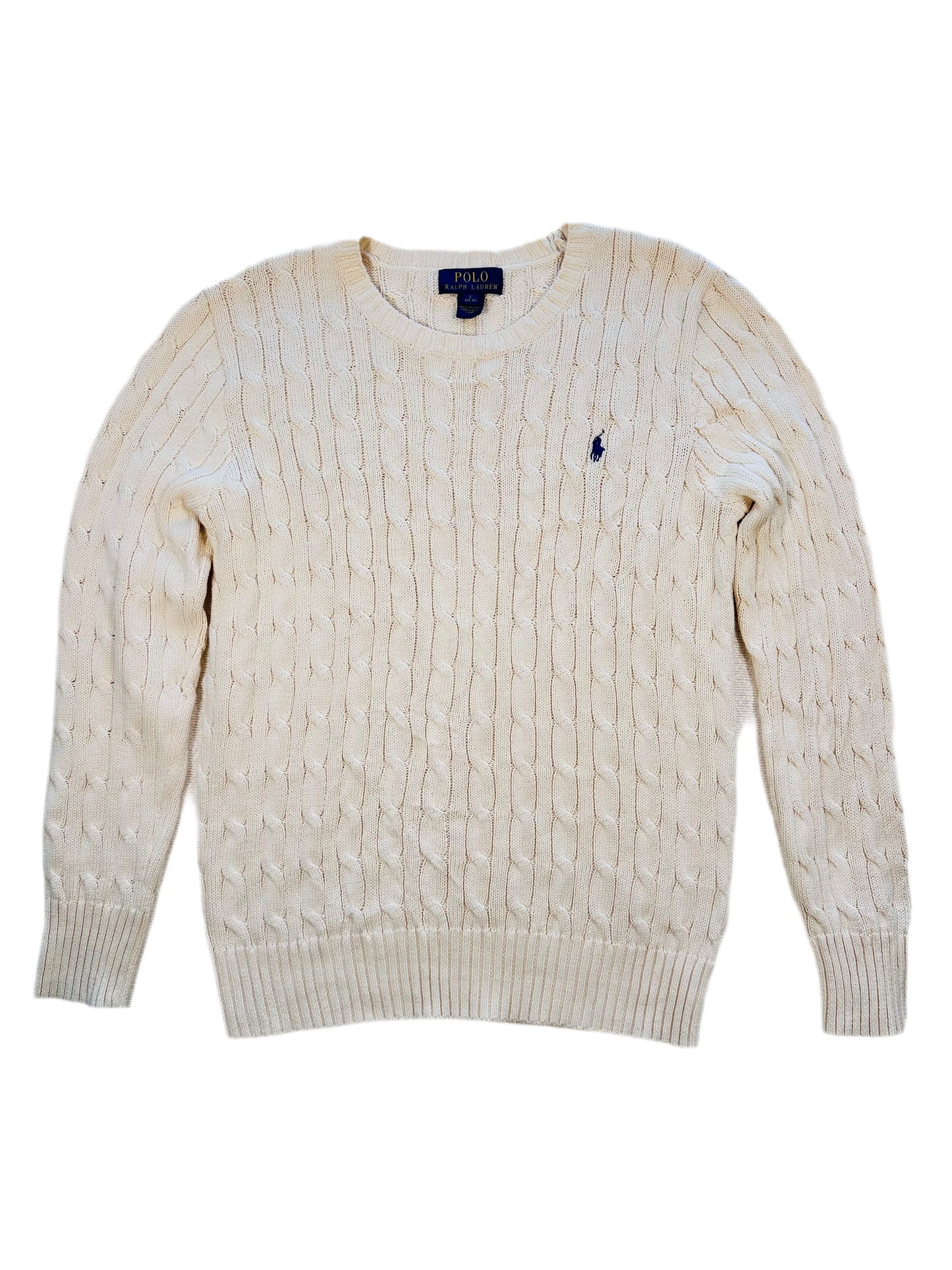 POLO RALPH LAUREN - Pullover bianco con trecce