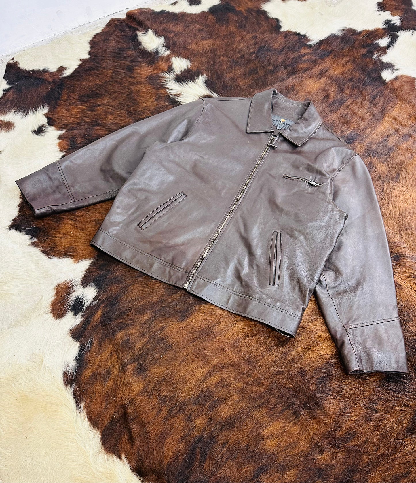 Giacca di pelle marrone Classic Fit