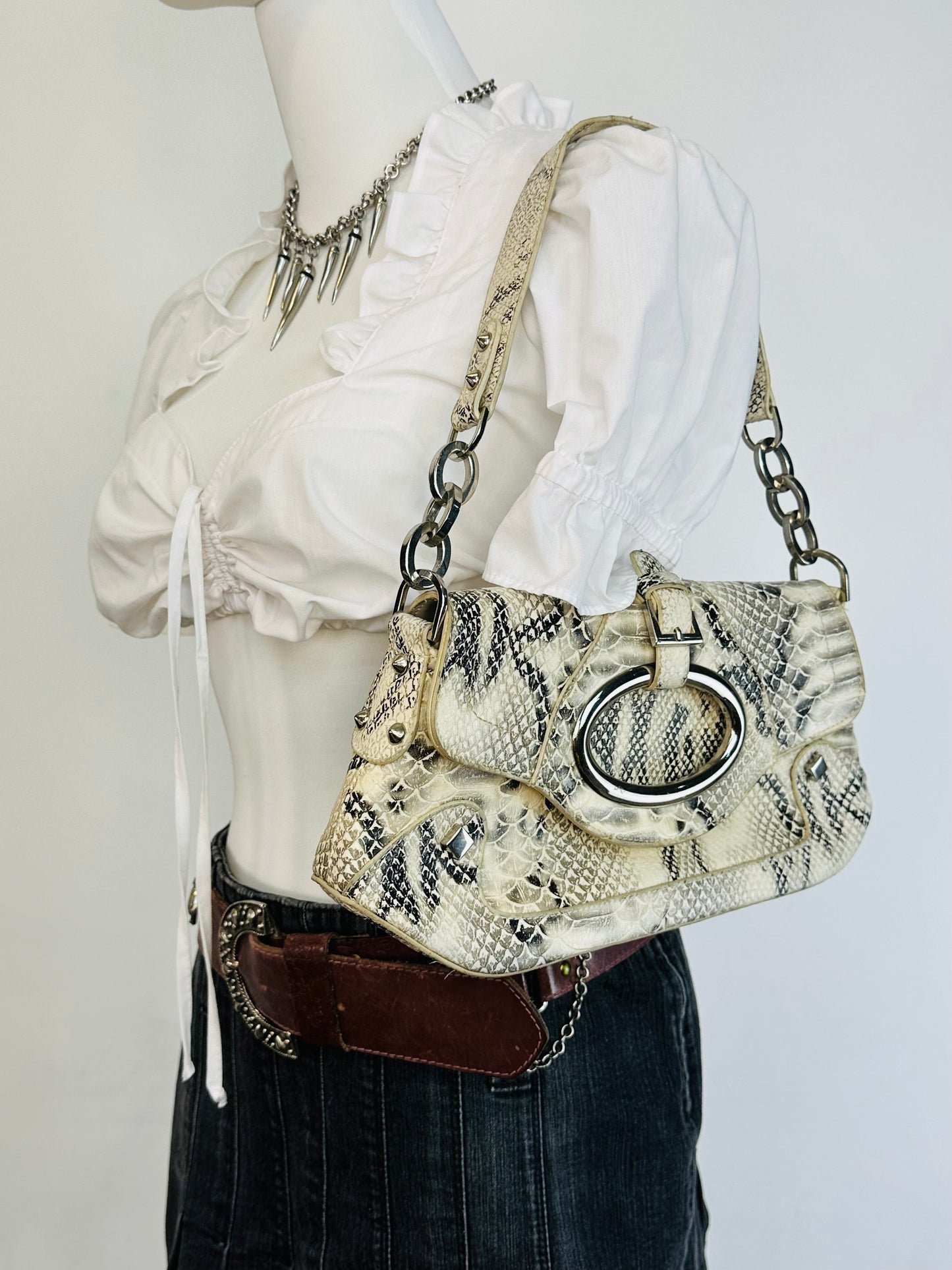 Borsa a spalla pelle coccodrillata