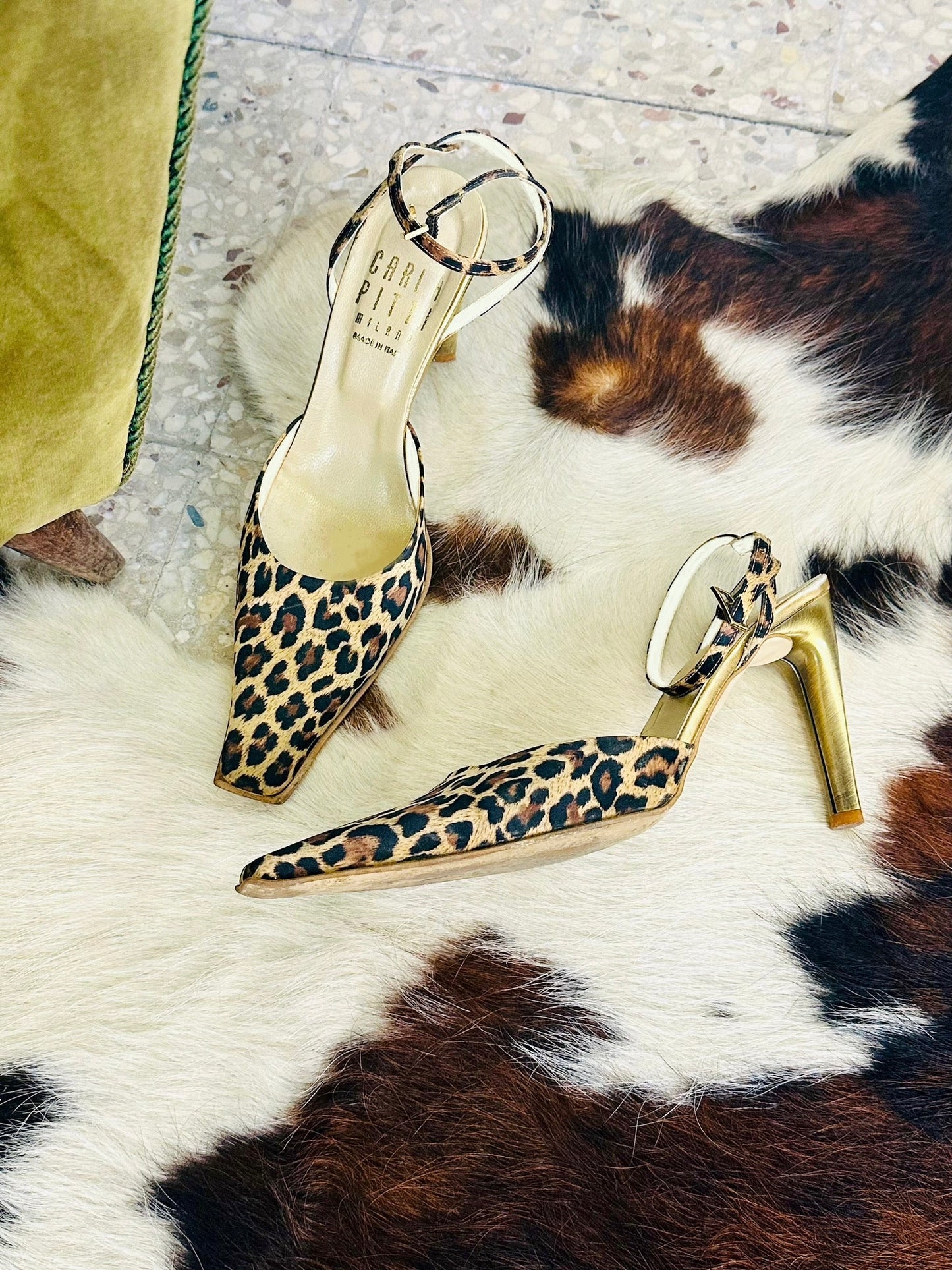 Décolleté vintage Carla Pitti Milano leopardate con tacco oro – Made in Italy | Taglia 37