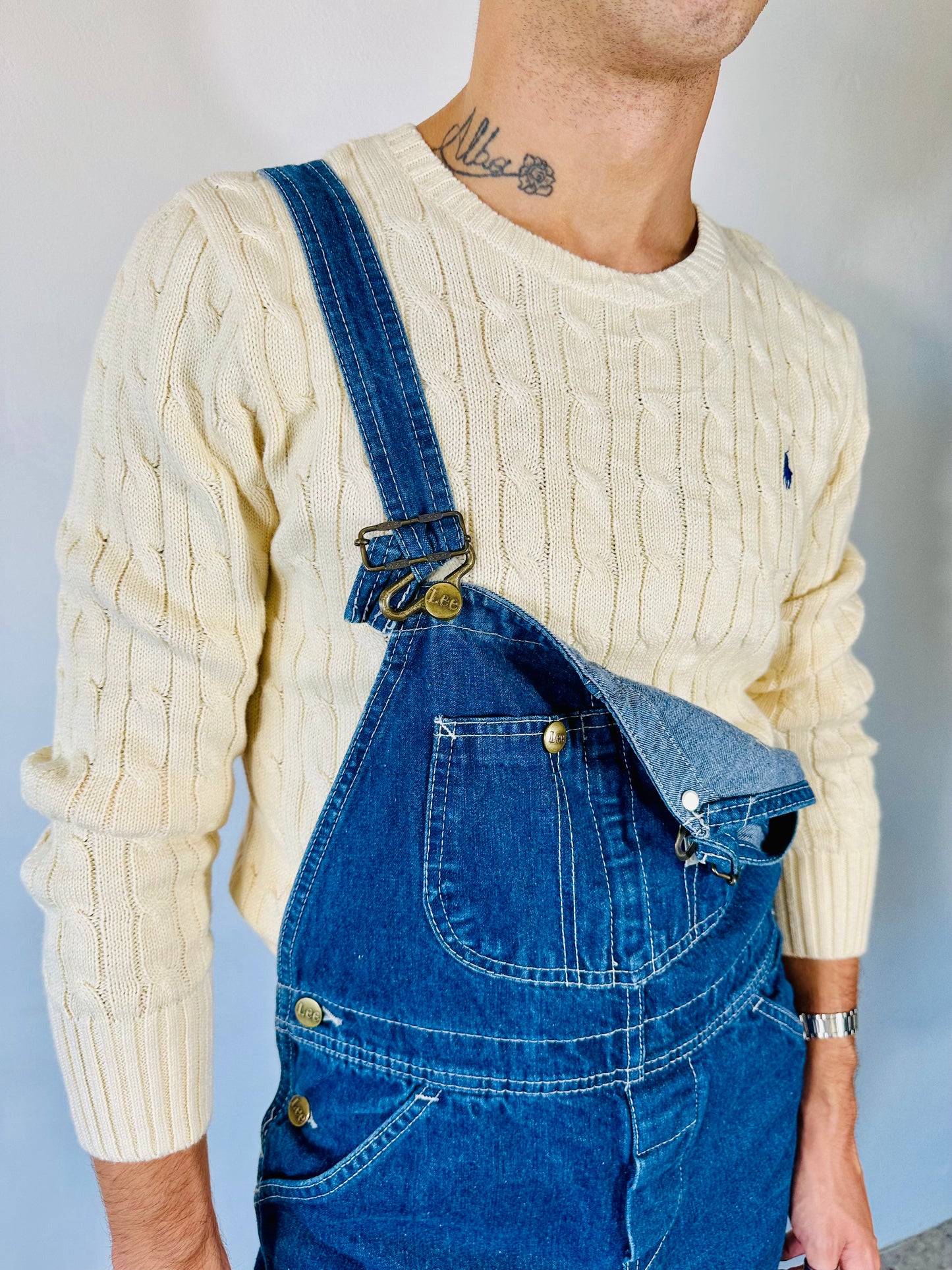 POLO RALPH LAUREN - Pullover bianco con trecce