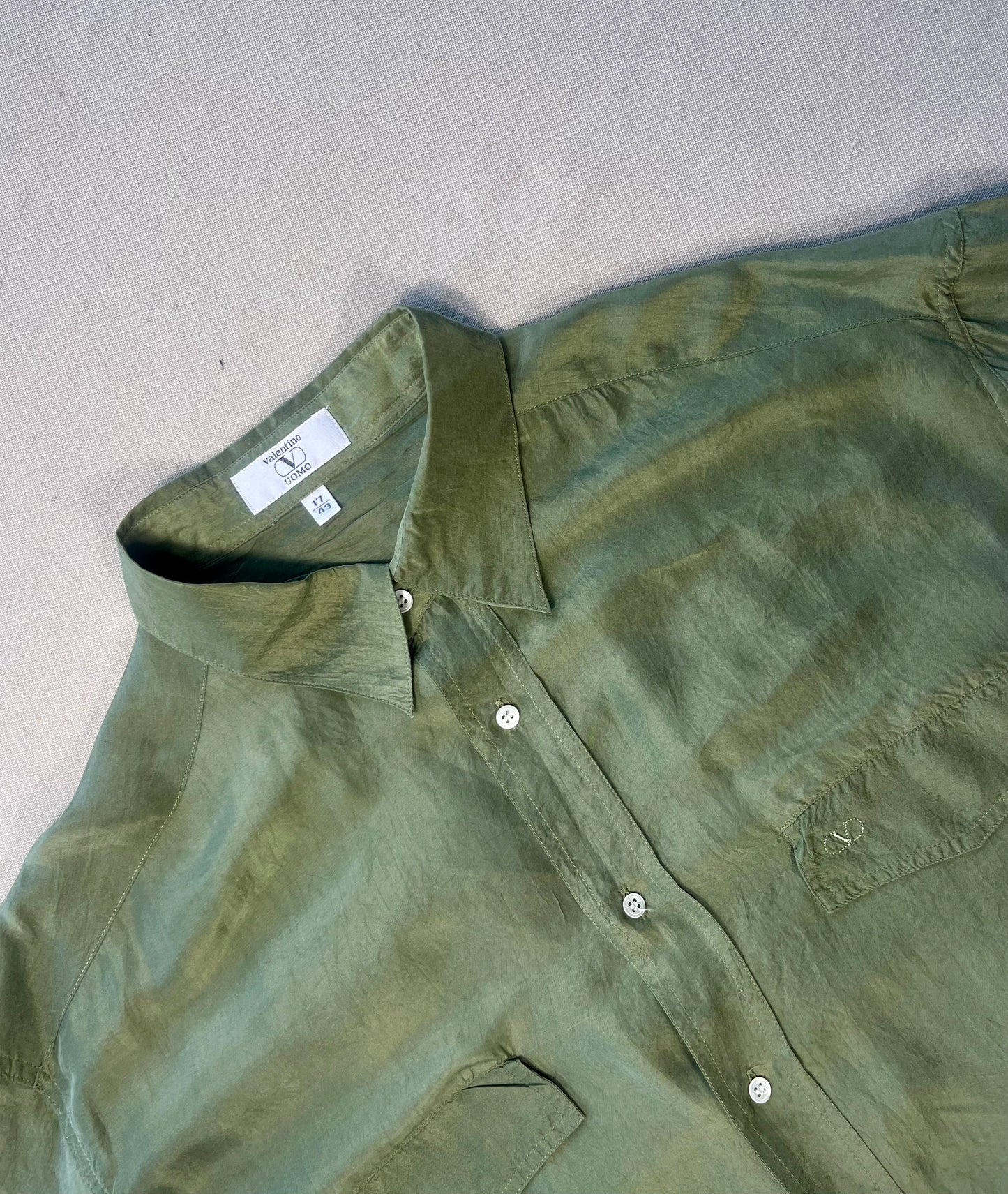 VALENTINO - Camicia verde 100% seta
