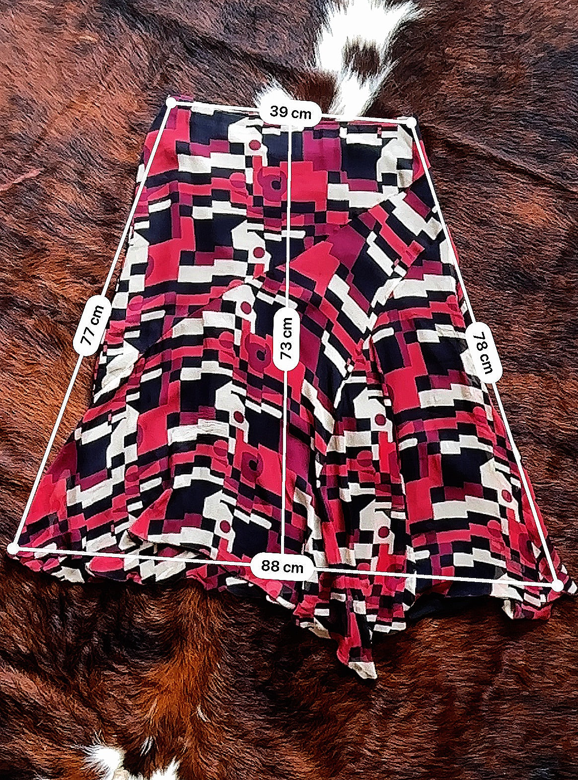 Gonna vintage Pura Seta con fantasia geometrica – Made in Italy