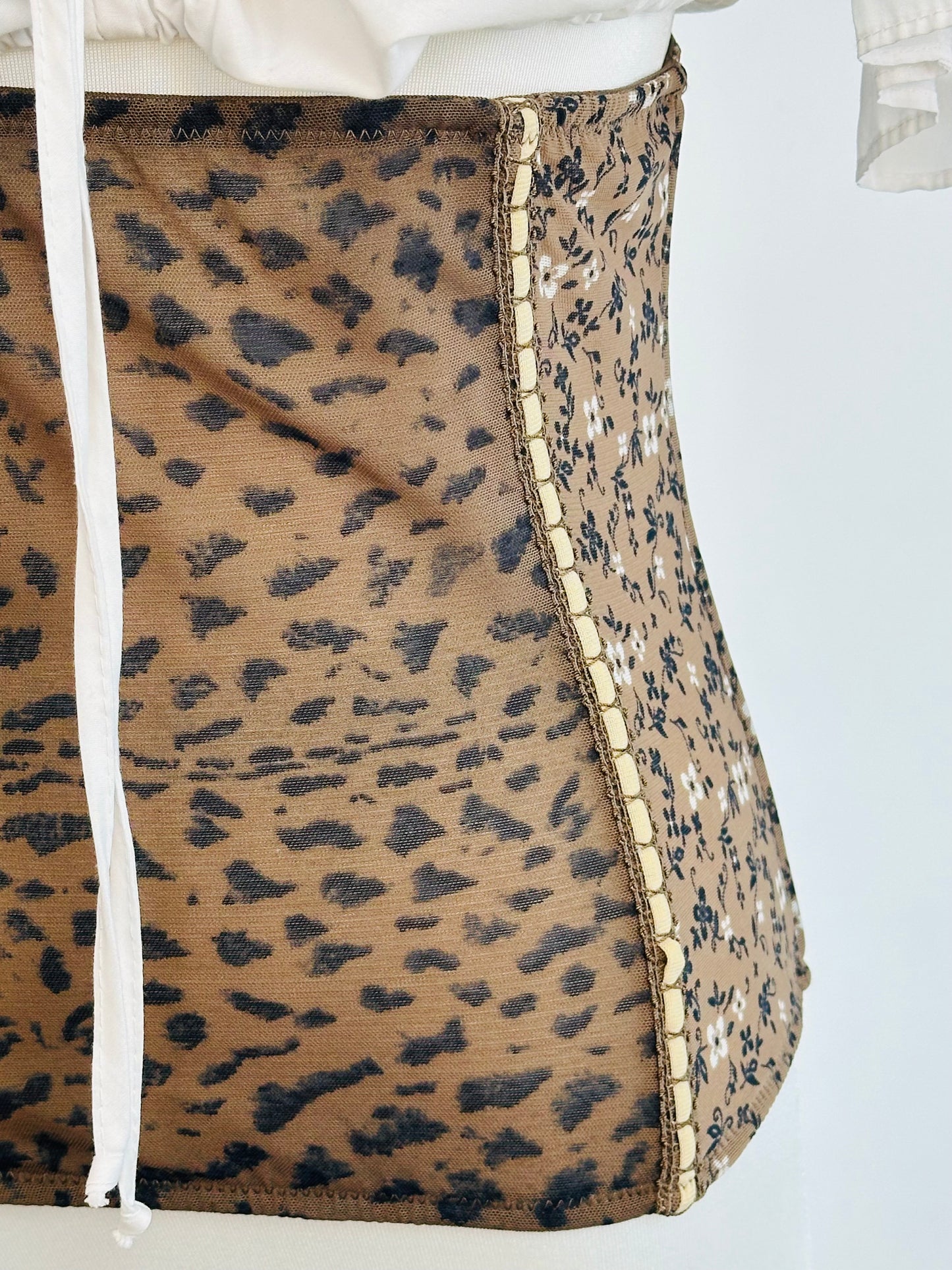 Corsetto sotto seno animalier , micromesh , leopardato a fiori , steccato