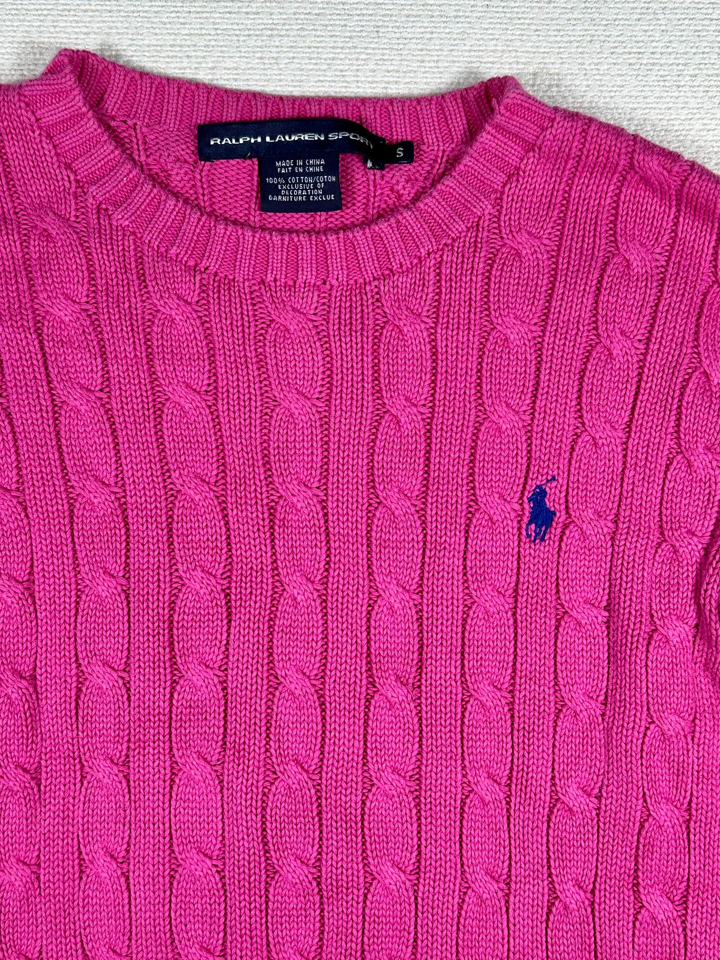 POLO RALPH LAUREN - Pullover pink flamingo con trecce