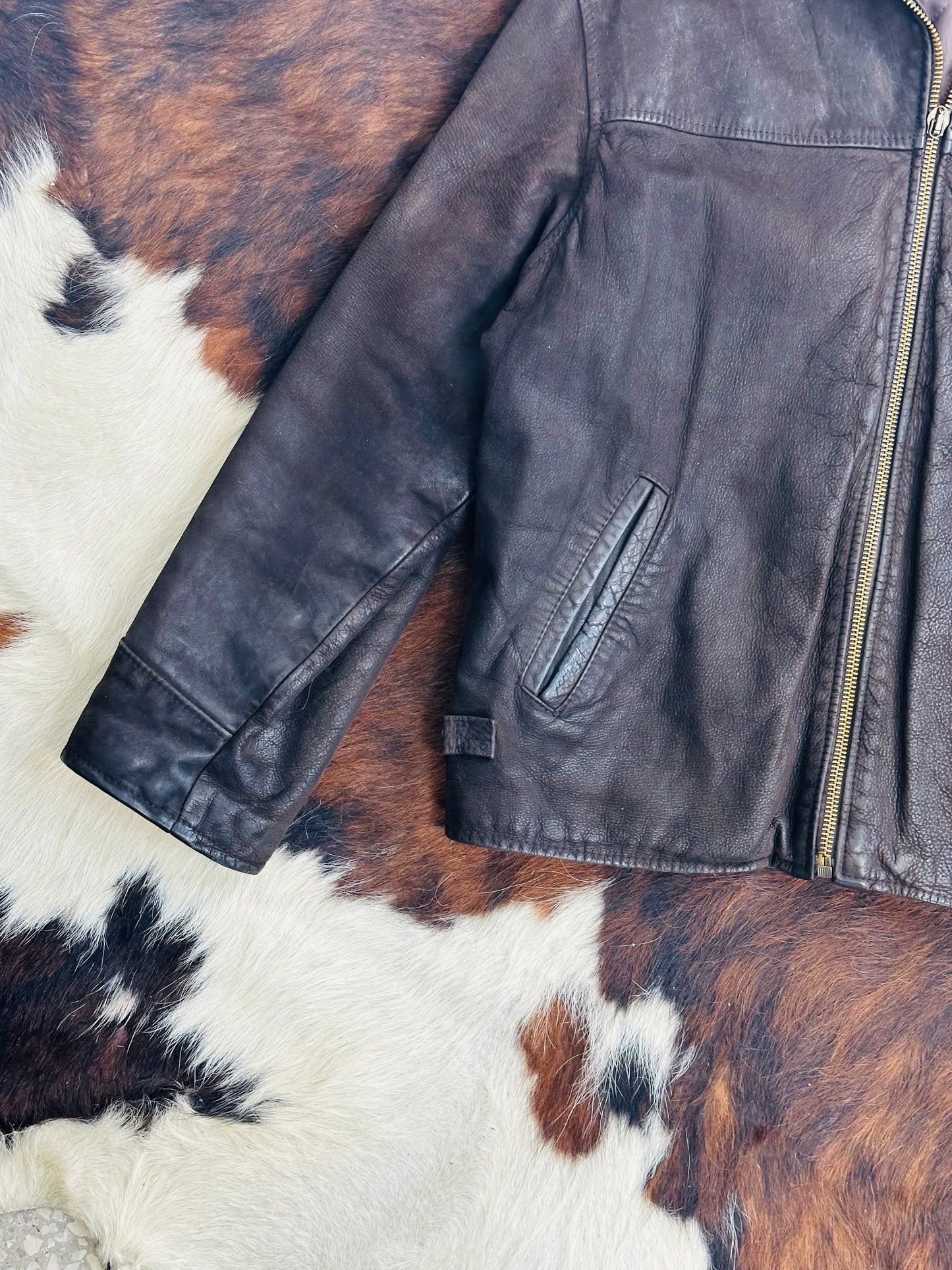 Giacca di pelle marrone Classic Fit