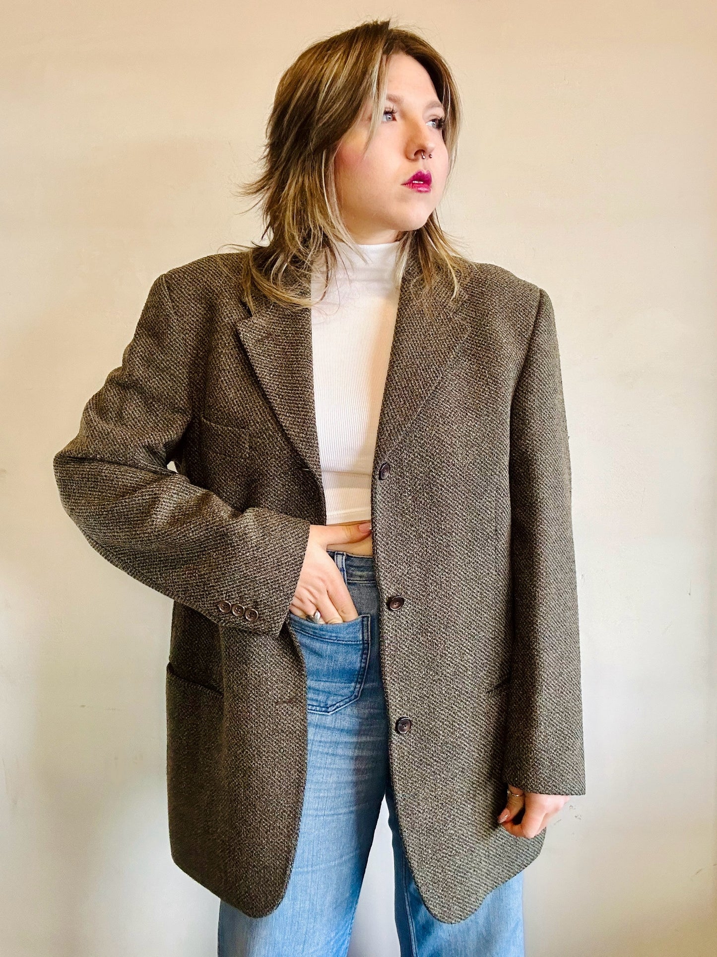 Blazer in pura lana vergine cachi