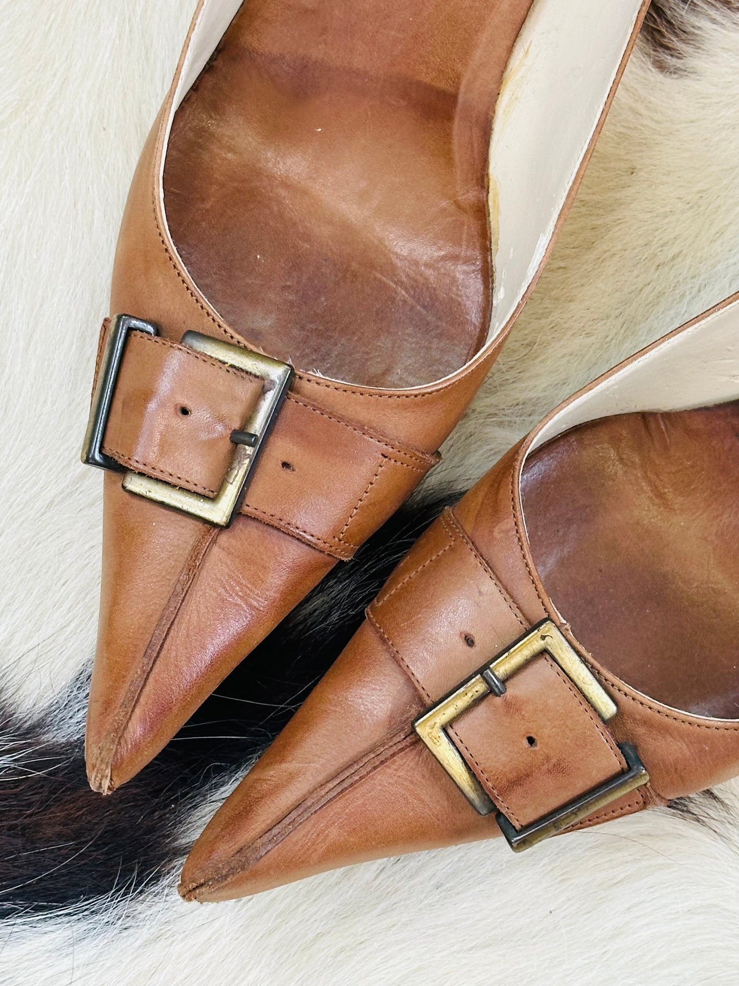 Décolleté vintage in pelle con fibbia bronzo – DONNA Made in Italy | Taglia 38