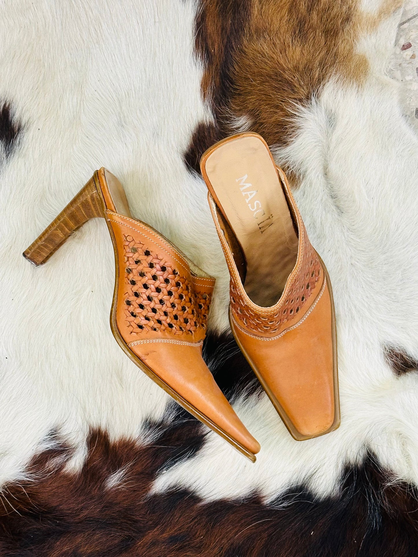 Mules vintage in pelle intrecciata “Mascia” – Made in Italy |Taglia 40