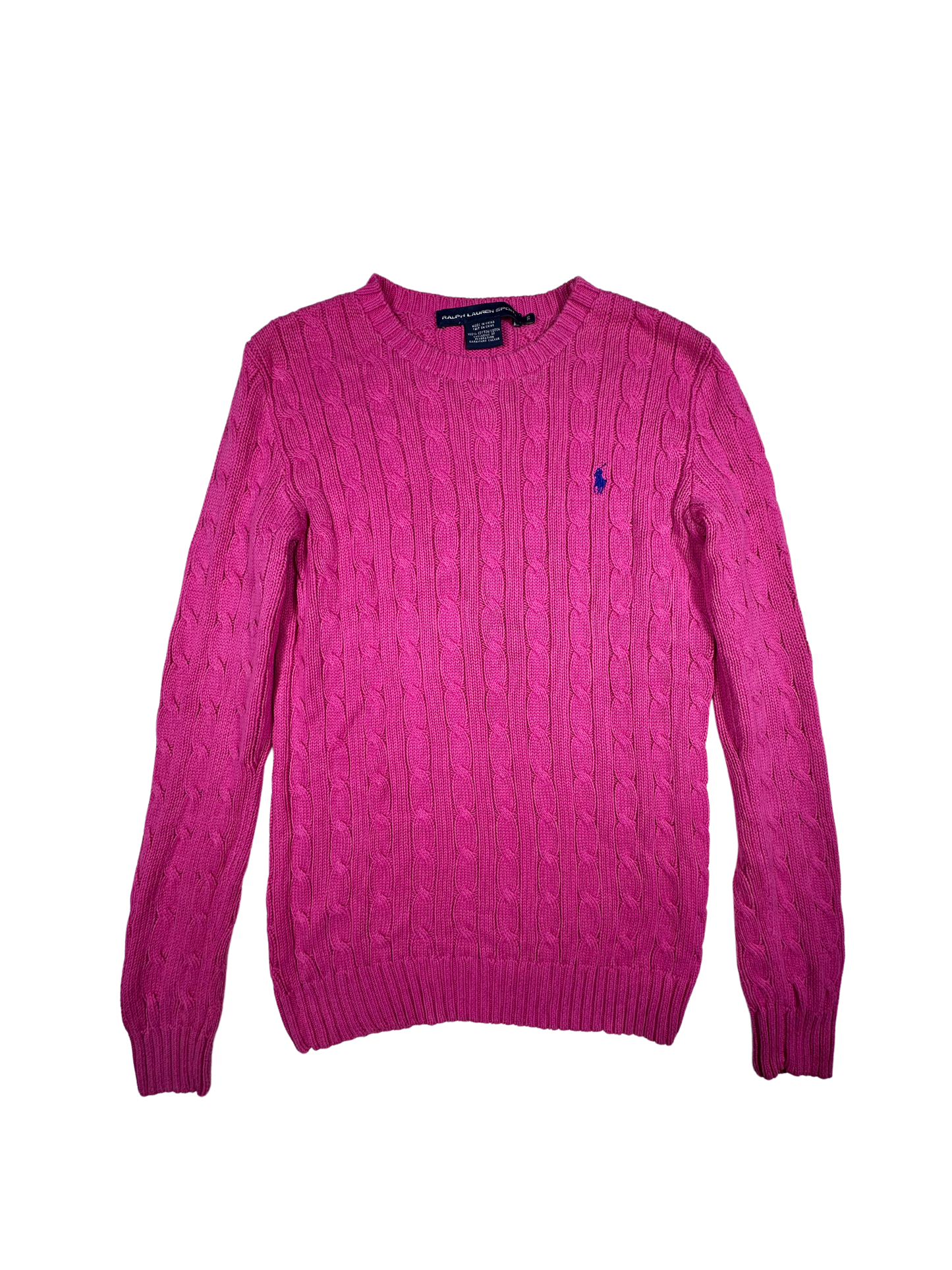 POLO RALPH LAUREN - Pullover pink flamingo con trecce