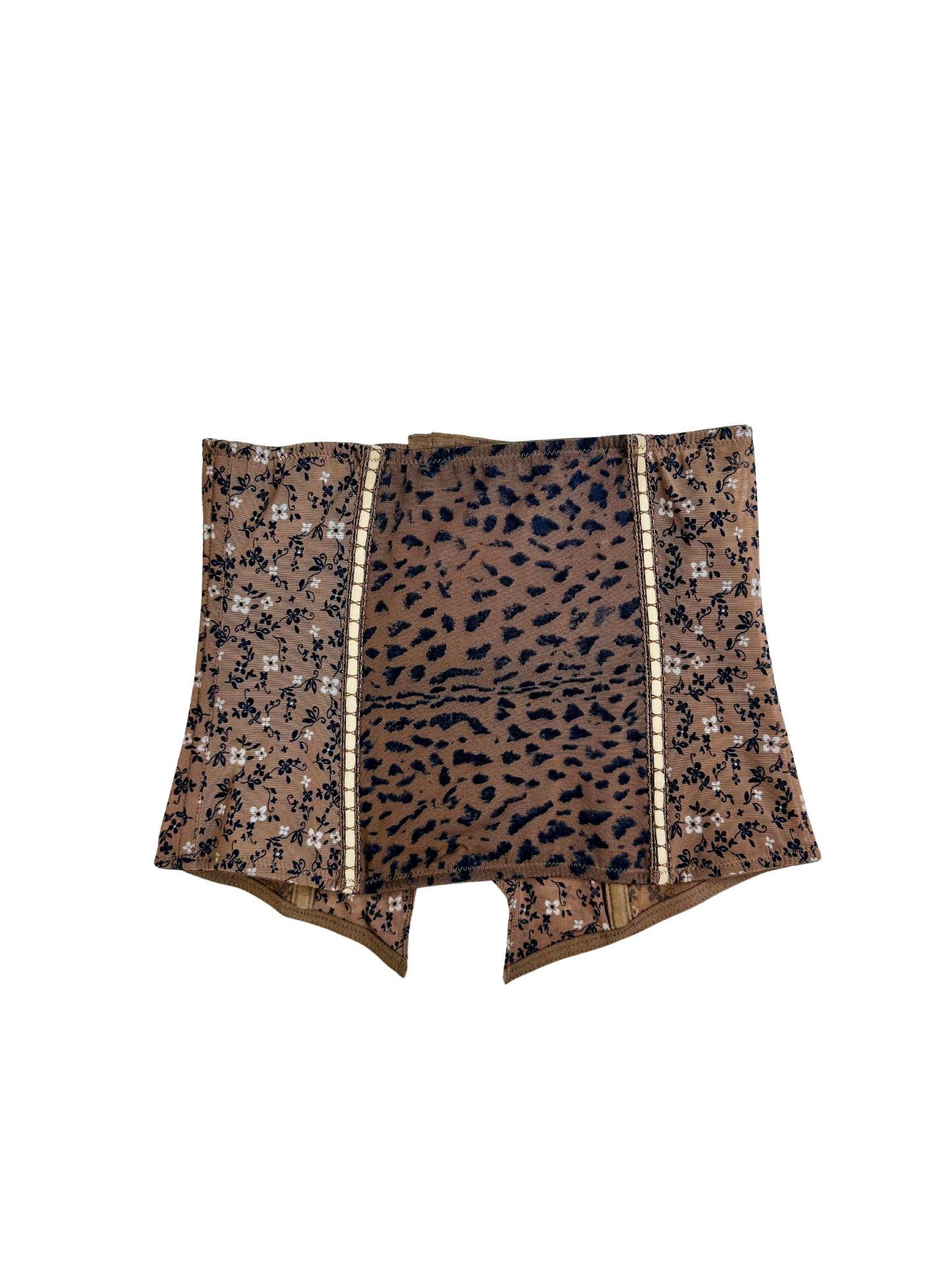 Corsetto sotto seno animalier , micromesh , leopardato a fiori , steccato