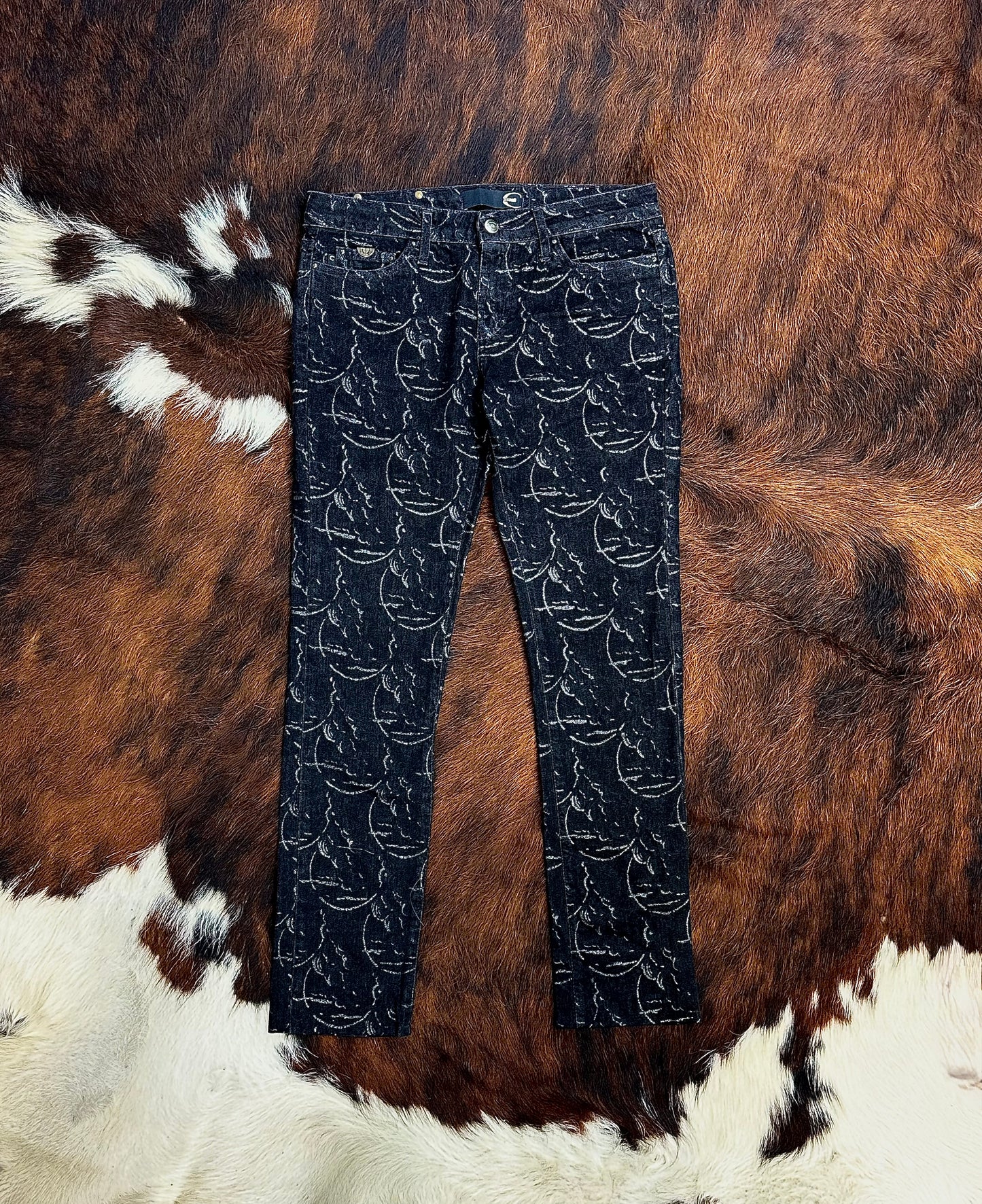 JUST CAVALLI - Pantaloni Black Silver Monogram – Early 2000s