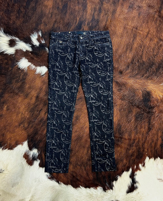 JUST CAVALLI - Pantaloni Black Silver Monogram – Early 2000s