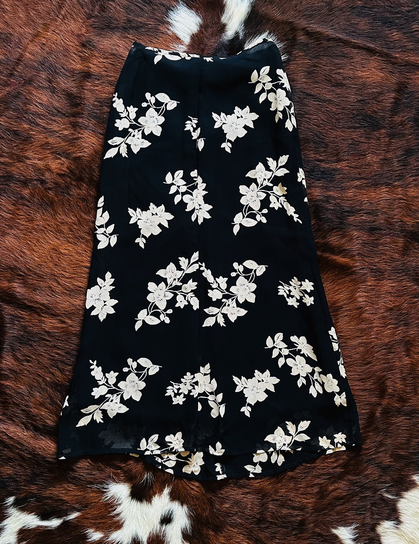 Gonna lunga vintage Made in Italy in 100% viscosa con stampa floreale