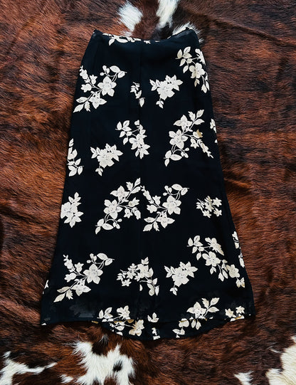 Gonna lunga vintage Made in Italy in 100% viscosa con stampa floreale
