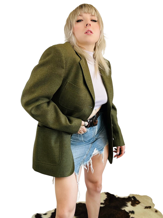 Giacca Blazer Vintage - Lana e cashmere verde