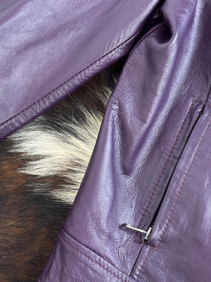 Giacca di pelle viola