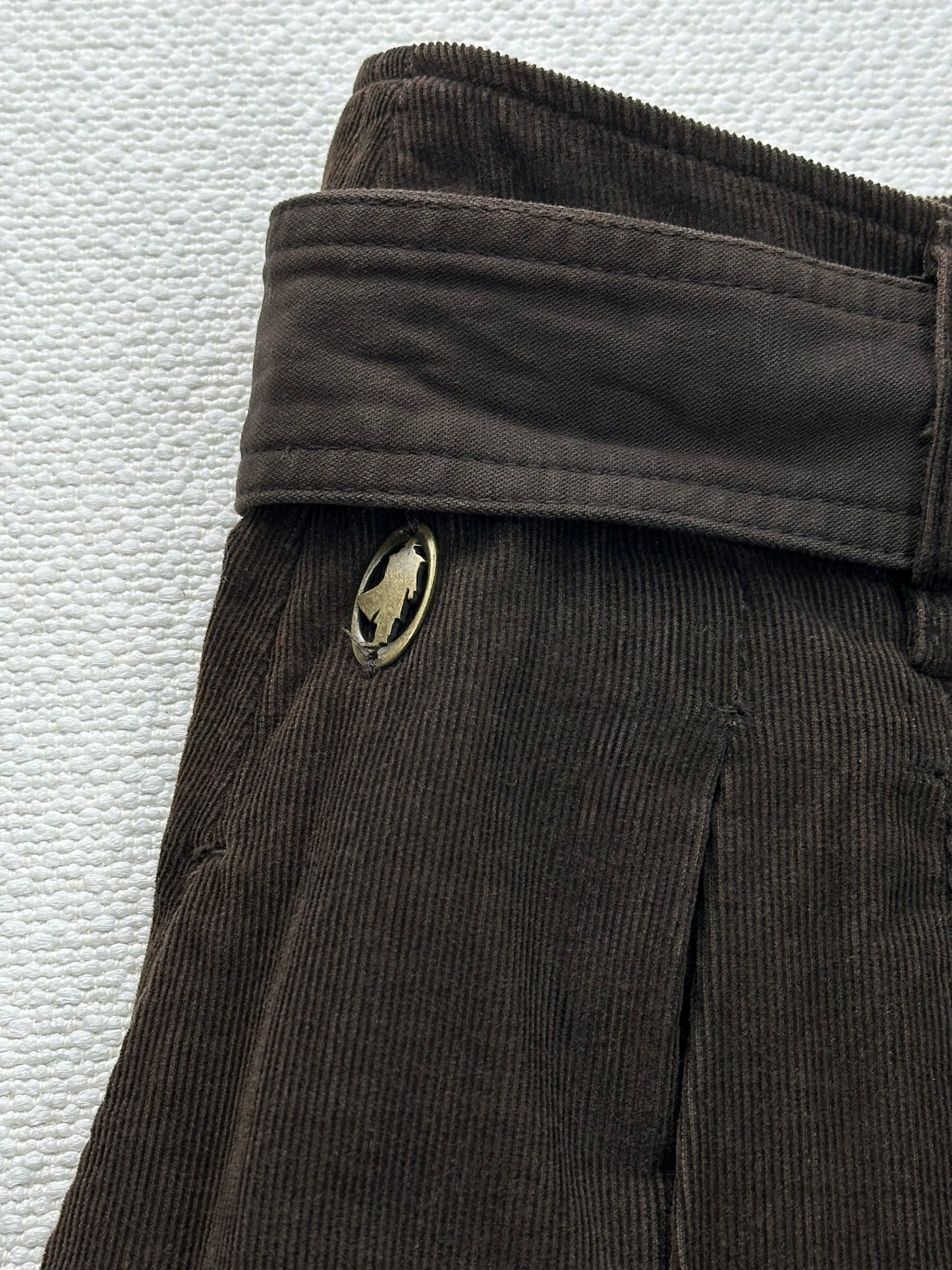 MCS Marlboro Classics - Gonna in Velluto a Coste Marrone con Cintura | Tg. 44 IT