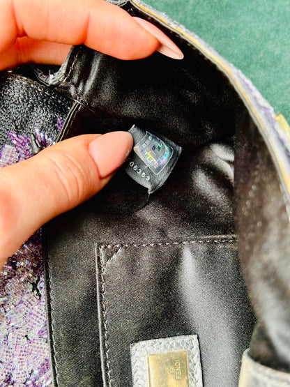 FENDI - Pochette Vintage “Border Line Embroidery +Kari” – Nuova con Etichetta