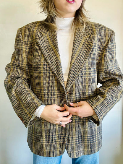Blazer in pura lana vergine tartan