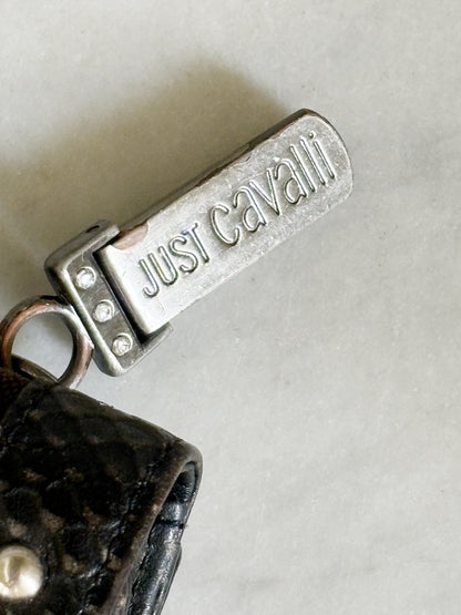 JUST CAVALLI - Portafoglio vintage Y2K monogram con borchie e dettagli animalier