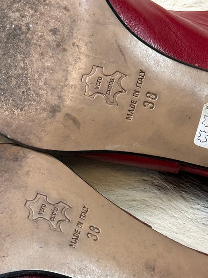 Scarpe Vintage – Slingback in Pelle Rossa con Punta in Pitone | Tg 38